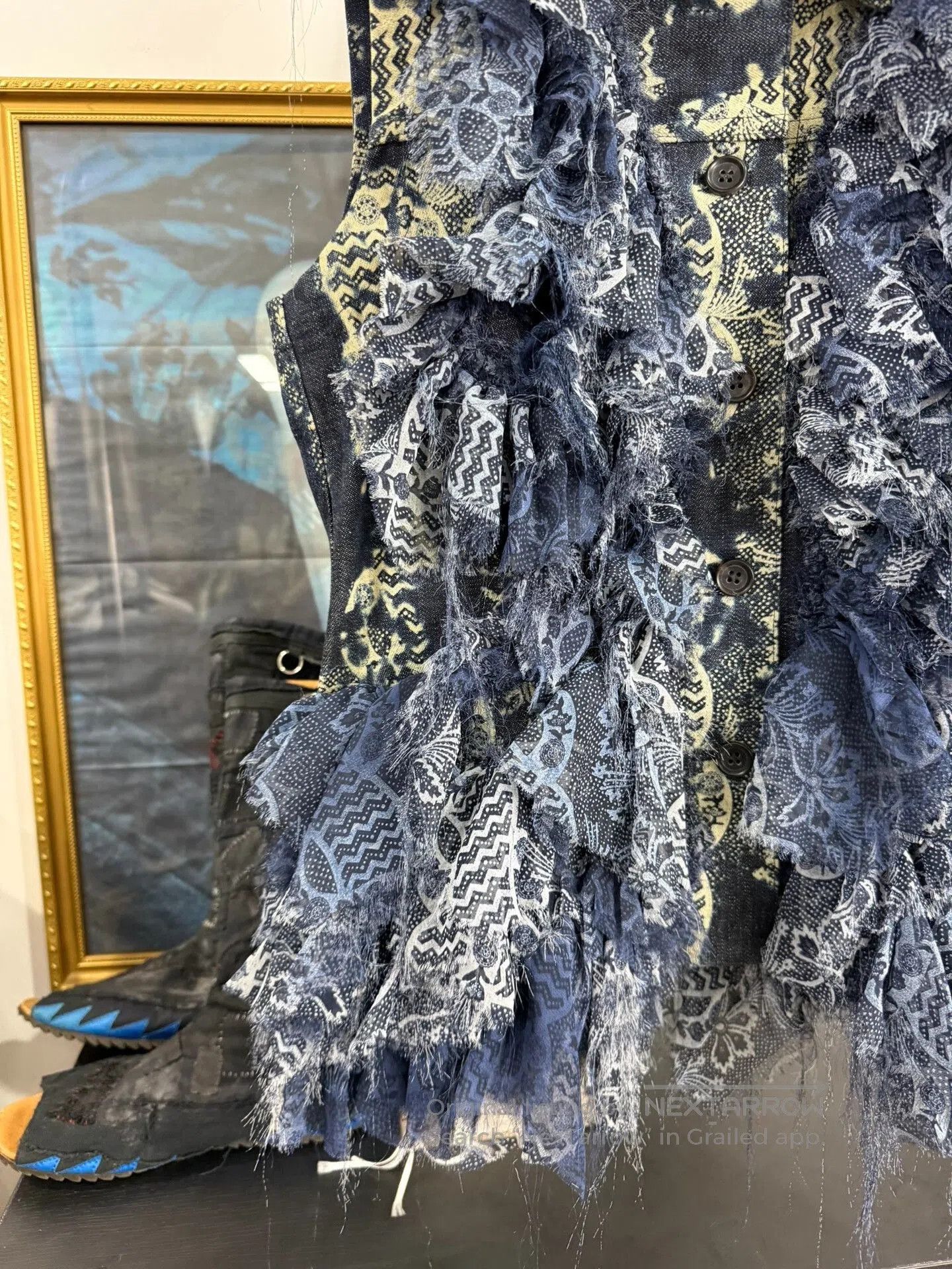 Issey Miyake Issey Miyake Blue Floral Ruffled Vest. Size M / US 6-8 / IT 42-44 - 3 Thumbnail
