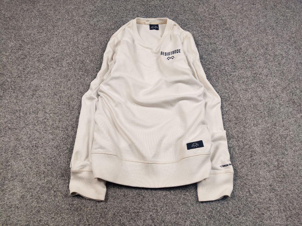 Bleu De Paname Crew Check Logo Jumper Beige Sweatshirt, Men's — image 2 of 6