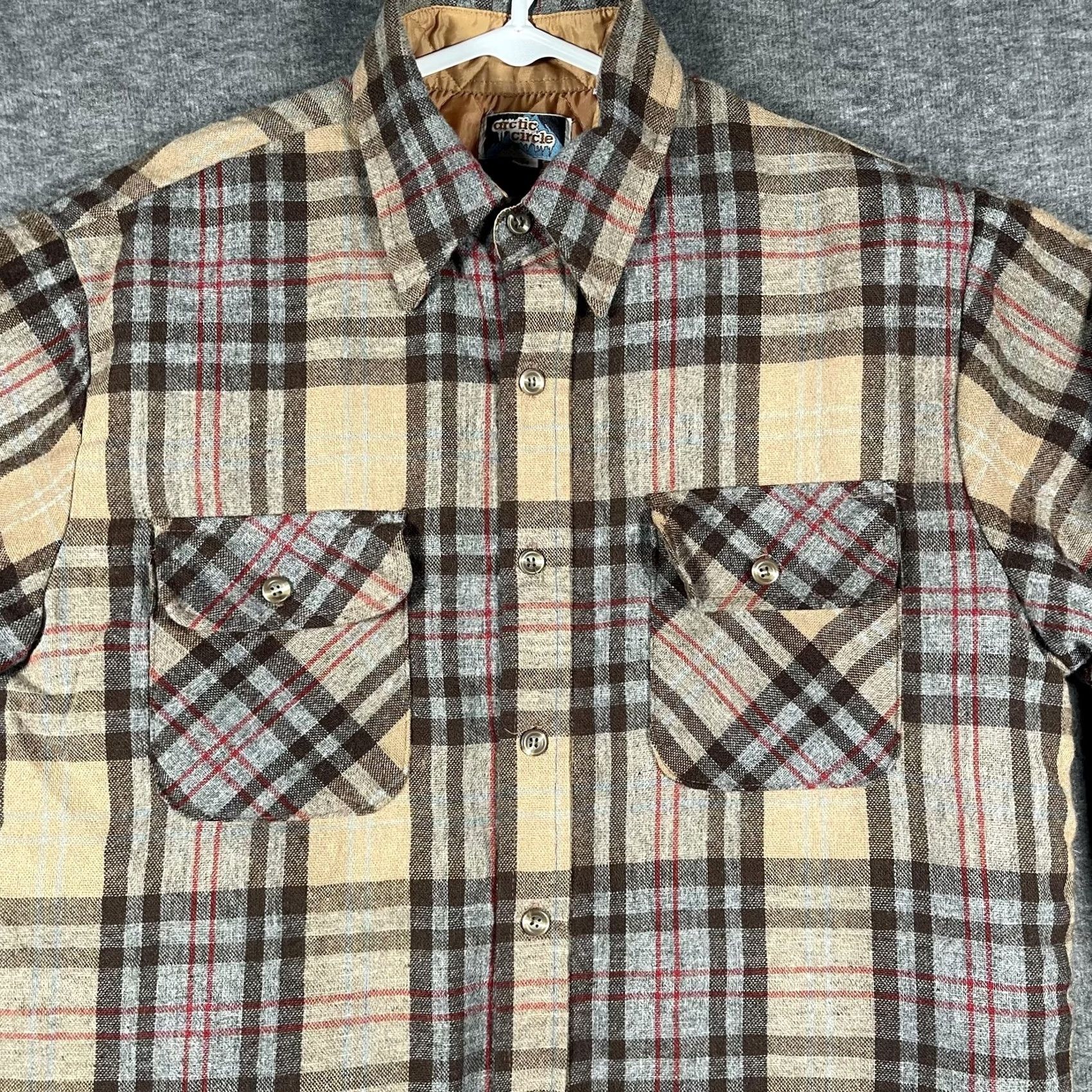 Vintage VINTAGE Arctic Circle Shirt Jacket Mens M Beige Plaid Wool Blend Quilted Workwear Casual Size US M / EU 48-50 / 2 - 2 Thumbnail