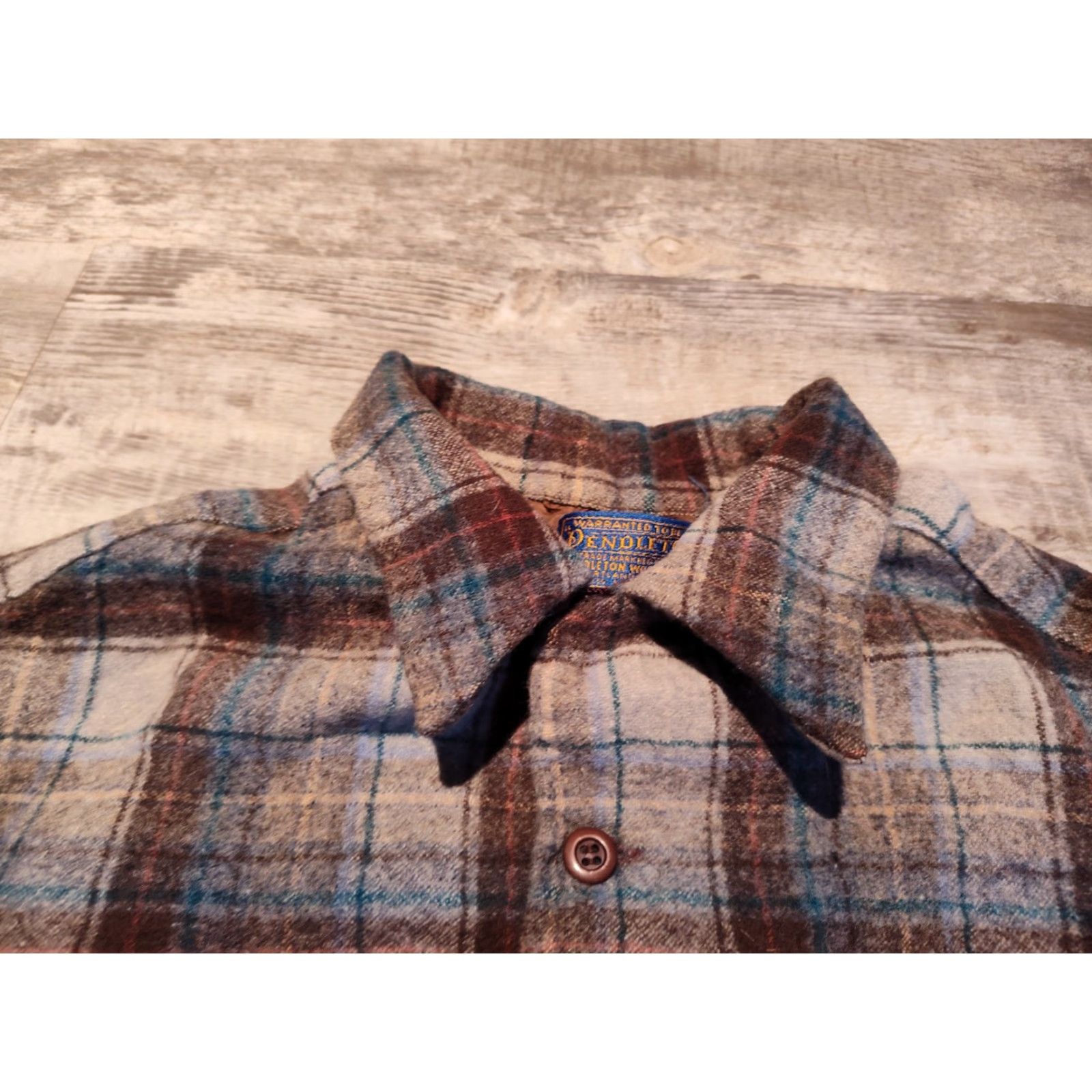 Pendleton VINTAGE Pendleton Board Shirt Button-Up Wool Leather Elbow Patches 60s USA Made Blue Plaid Small Unisex Adults Mens Womens Size US S / EU 44-46 / 1 - 7 Thumbnail