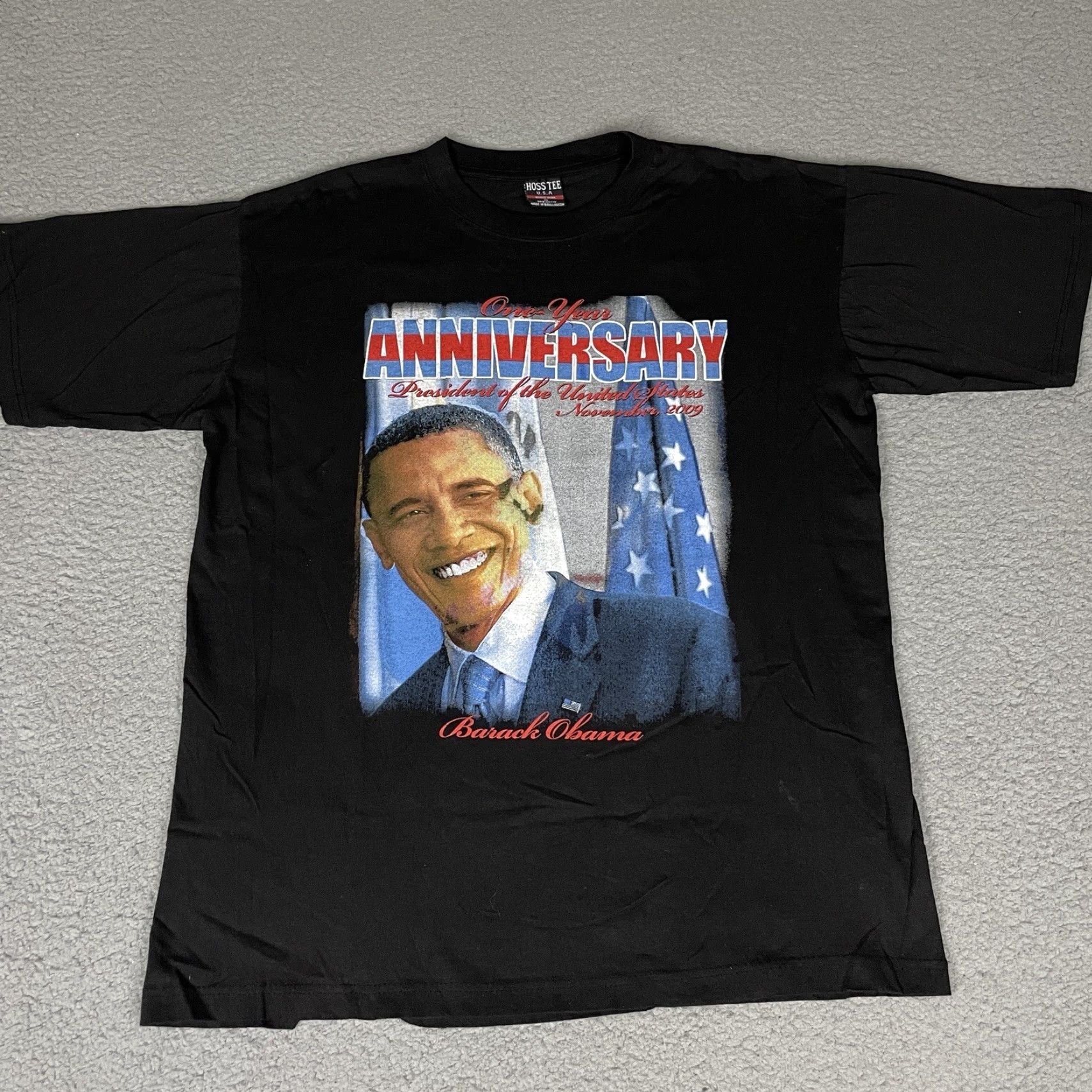 Vintage Barack Obama Tshirt XL Black Graphic Tee Men Short Sleeve Crew Neck 44th President Yes We Can Hope Size US XL / EU 56 / 4 - 2 Thumbnail