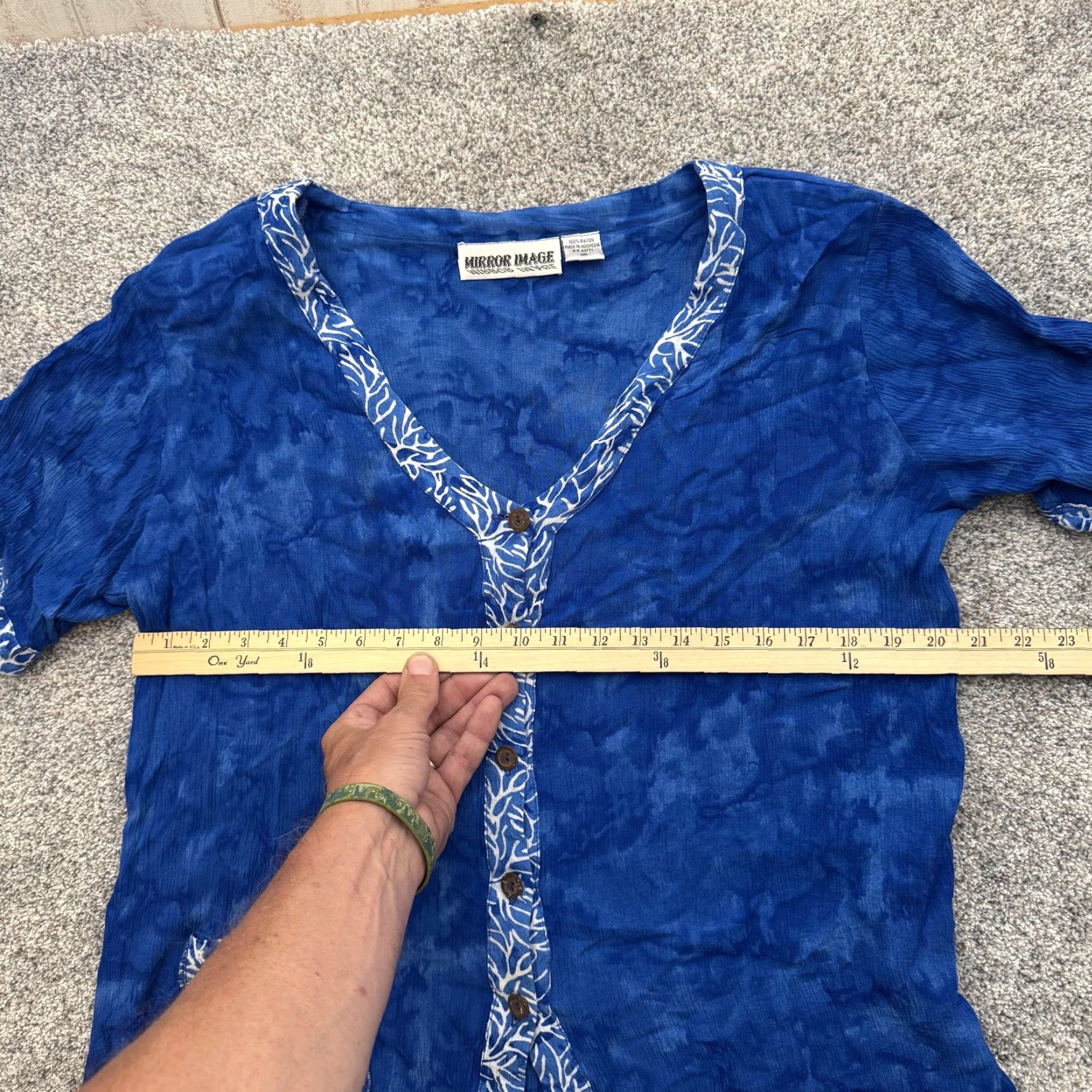 Vintage VINTAGE Mirror Image 2 Piece Dress Set Shirt Dress 1X Plus Blue Palm Boho Resort Beach Crinkle Rayon Size XL / US 12-14 / IT 48-50 - 4 Thumbnail
