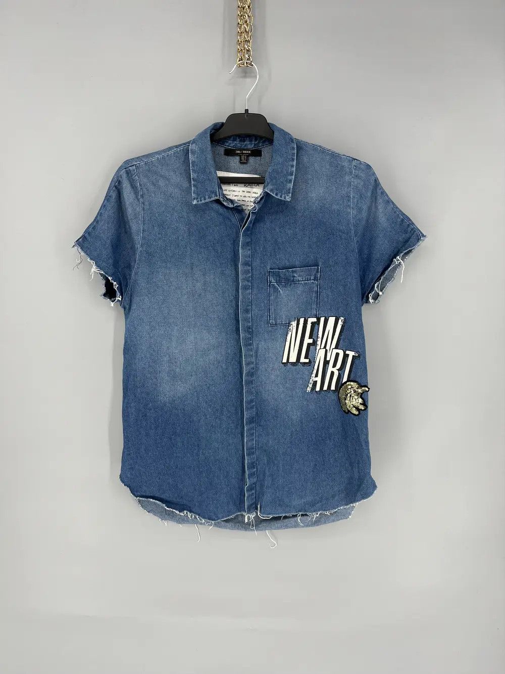 Vintage ZARA TRAFALUC NEW ART shirt with frayed edges Size US XS / EU 42 / 0 - 1 Thumbnail