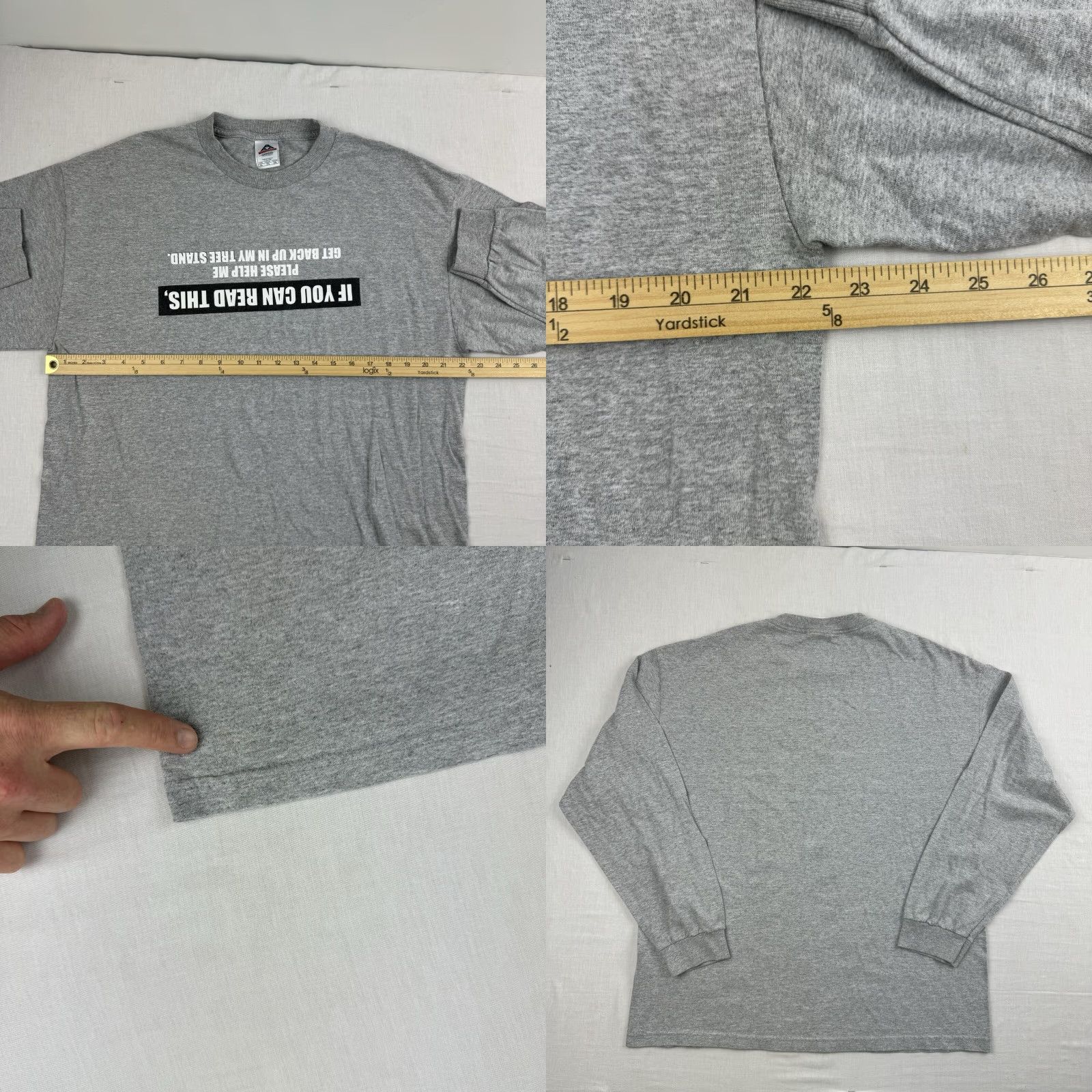 Vintage VINTAGE Funny Hunting T Shirt Adult XL Gray Tree Stand Humor Y2K Long Sleeve Size US XL / EU 56 / 4 - 8 Thumbnail
