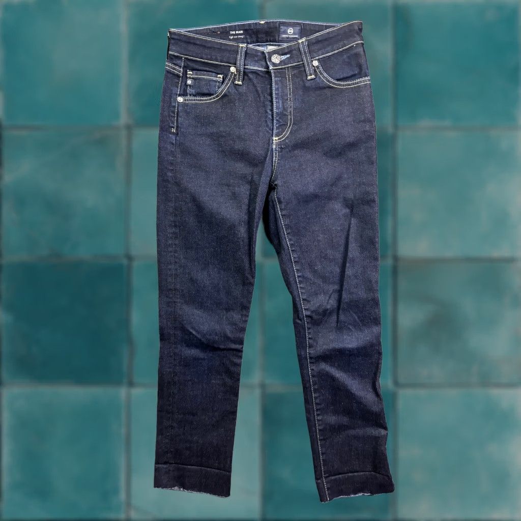 Vintage AG Adriano Goldschmied The Mari Jeans Womens 27 Indigo High Rise Straight Leg Jeans 5-Pocket Denim Stretch Cotton Blend Regular Inseam 25.5 in Womens Size 27" / US 4 / IT 40 - 1 Thumbnail