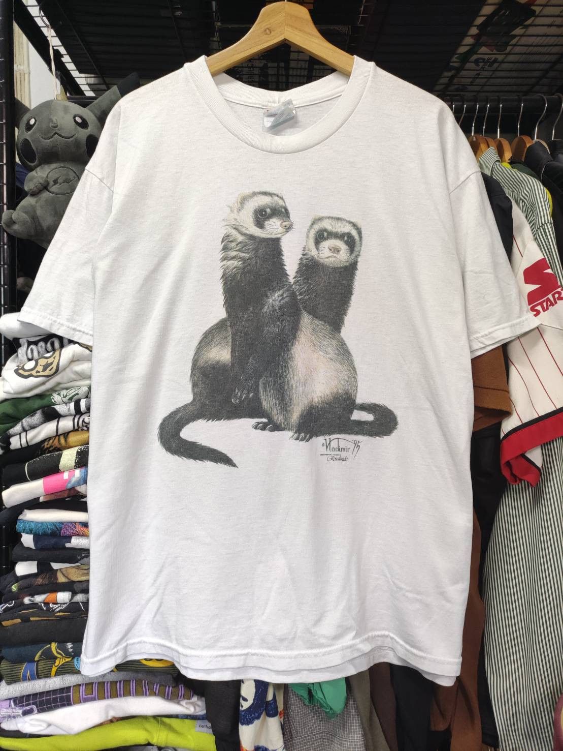 Vintage Vtg 1995 Ferret Graphic Art Animal T-Shirt Size US L / EU 52-54 / 3 - 2 Thumbnail