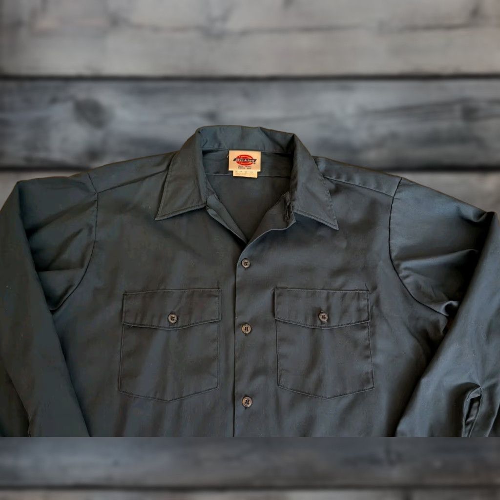 Dickies VINTAGE Dickies Shirt Mens Large Blue Button-Up 90s Long Sleeve Workwear Pocketed Casual USA National Brand Size US L / EU 52-54 / 3 - 1 Thumbnail