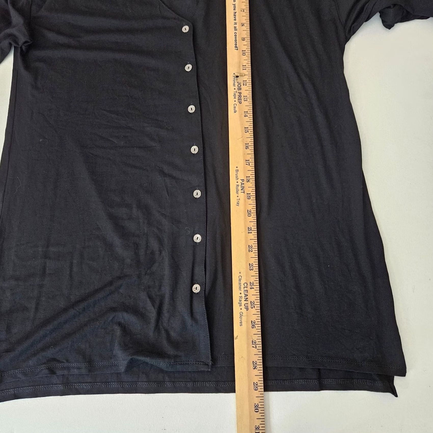 J. Jill J.Jill Wearever Collection Black V-neck Button Up Jersey Top M Womens Short Sleeve Regular Fit Button-Up Size M / US 6-8 / IT 42-44 - 6 Thumbnail