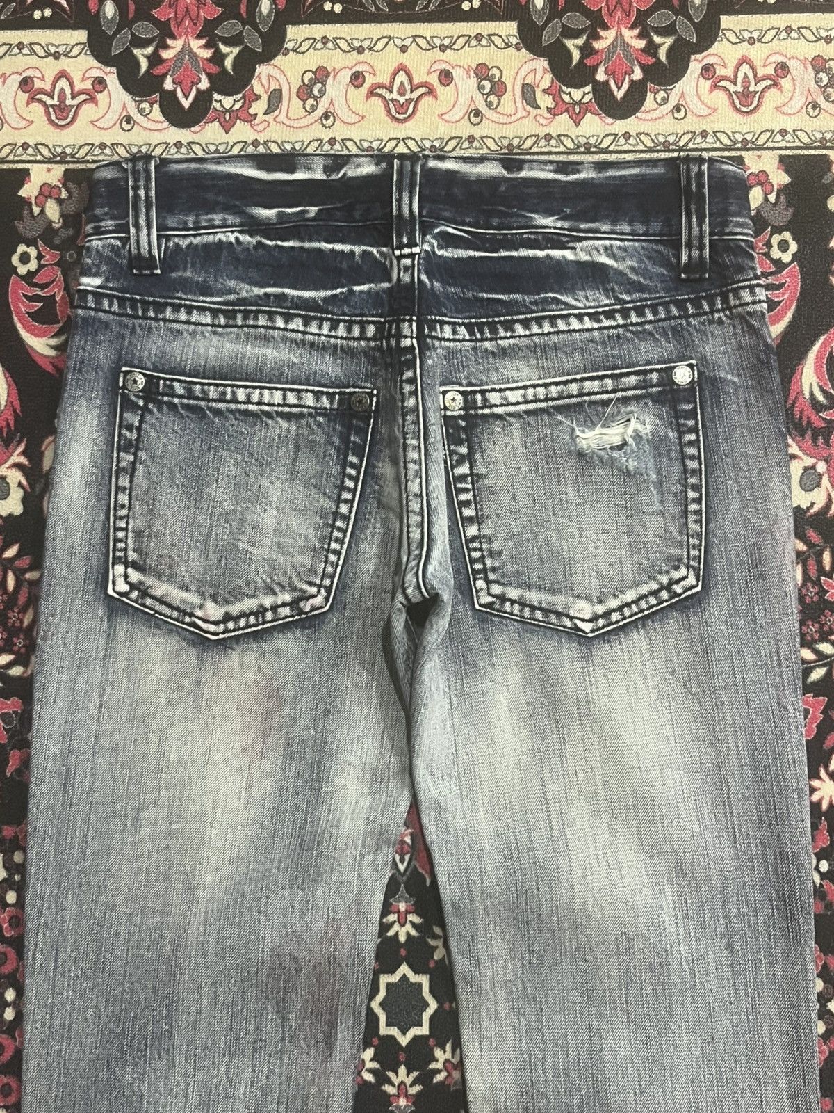 Japanese Brand Vence Ashes Grey Distressed Slim Straight Ripped Jeans Size 31" - 7 Thumbnail
