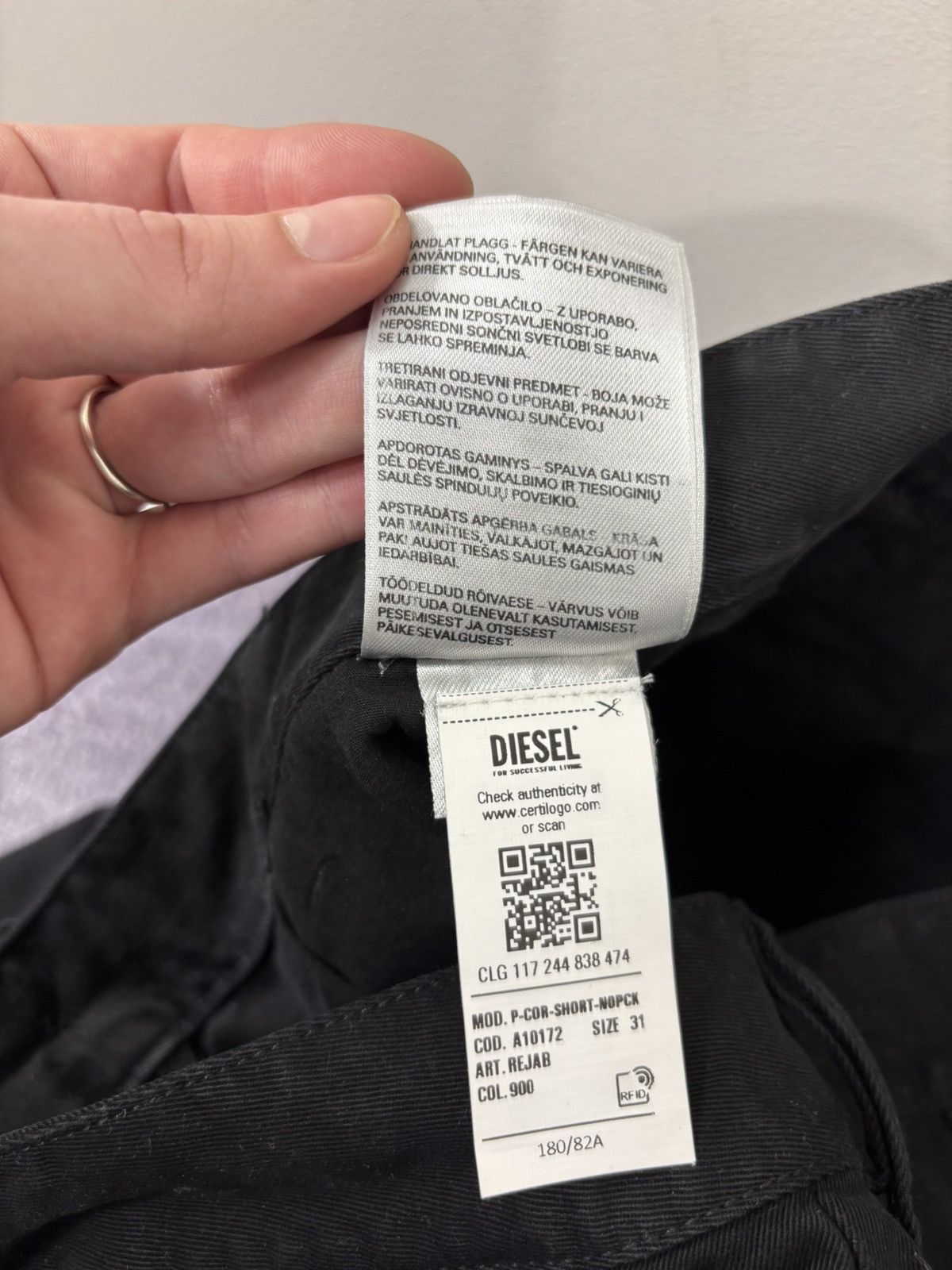 Diesel Diesel P-Cor NEW Men’s Black Utility Hype Cargo Shorts Size US 31 - 12 Thumbnail