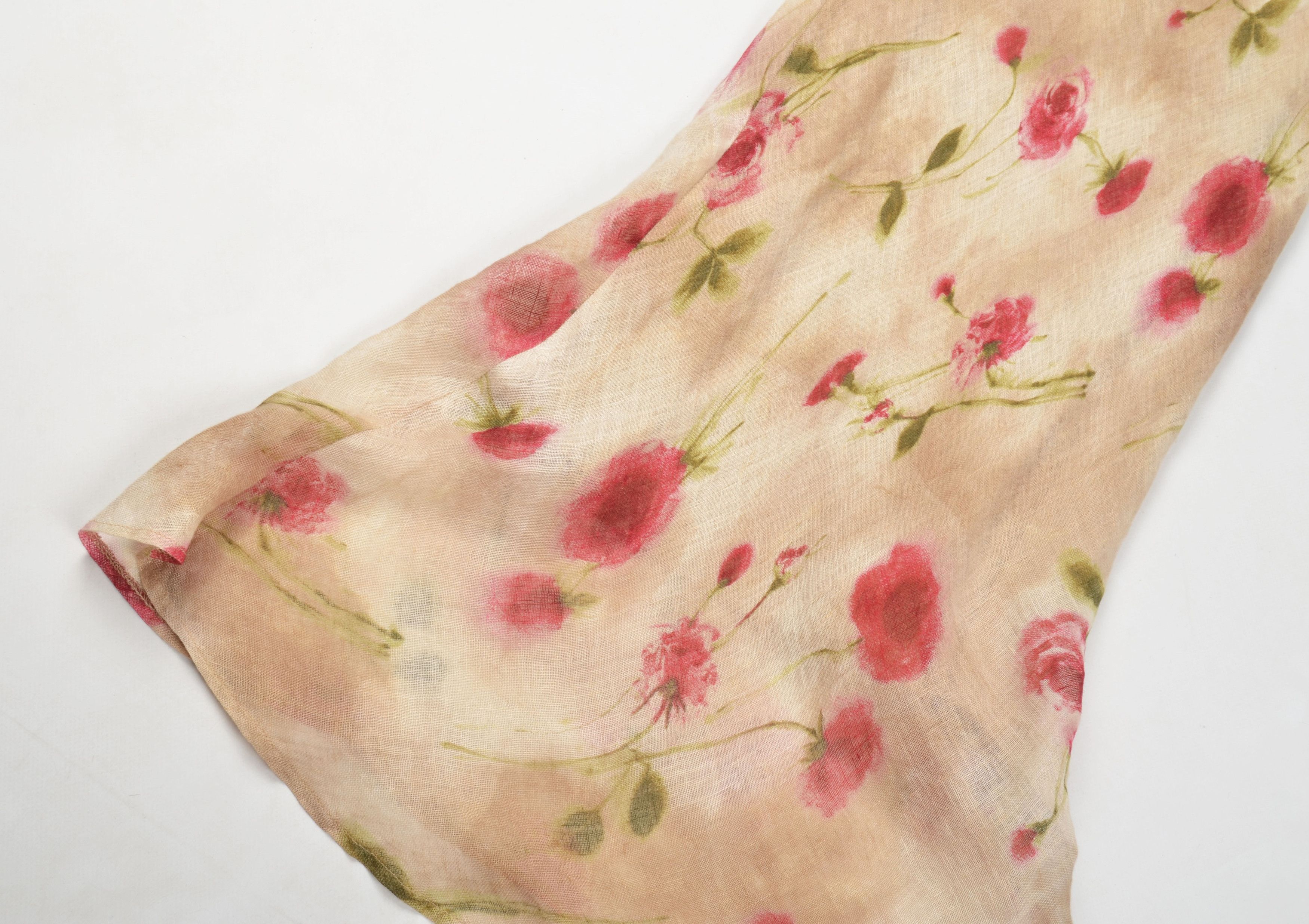 Other Vintage Alex & Co Y2K Linen Floral 100% Linen Mermaid Skirt Size 28" / US 6 / IT 42 - 6 Thumbnail