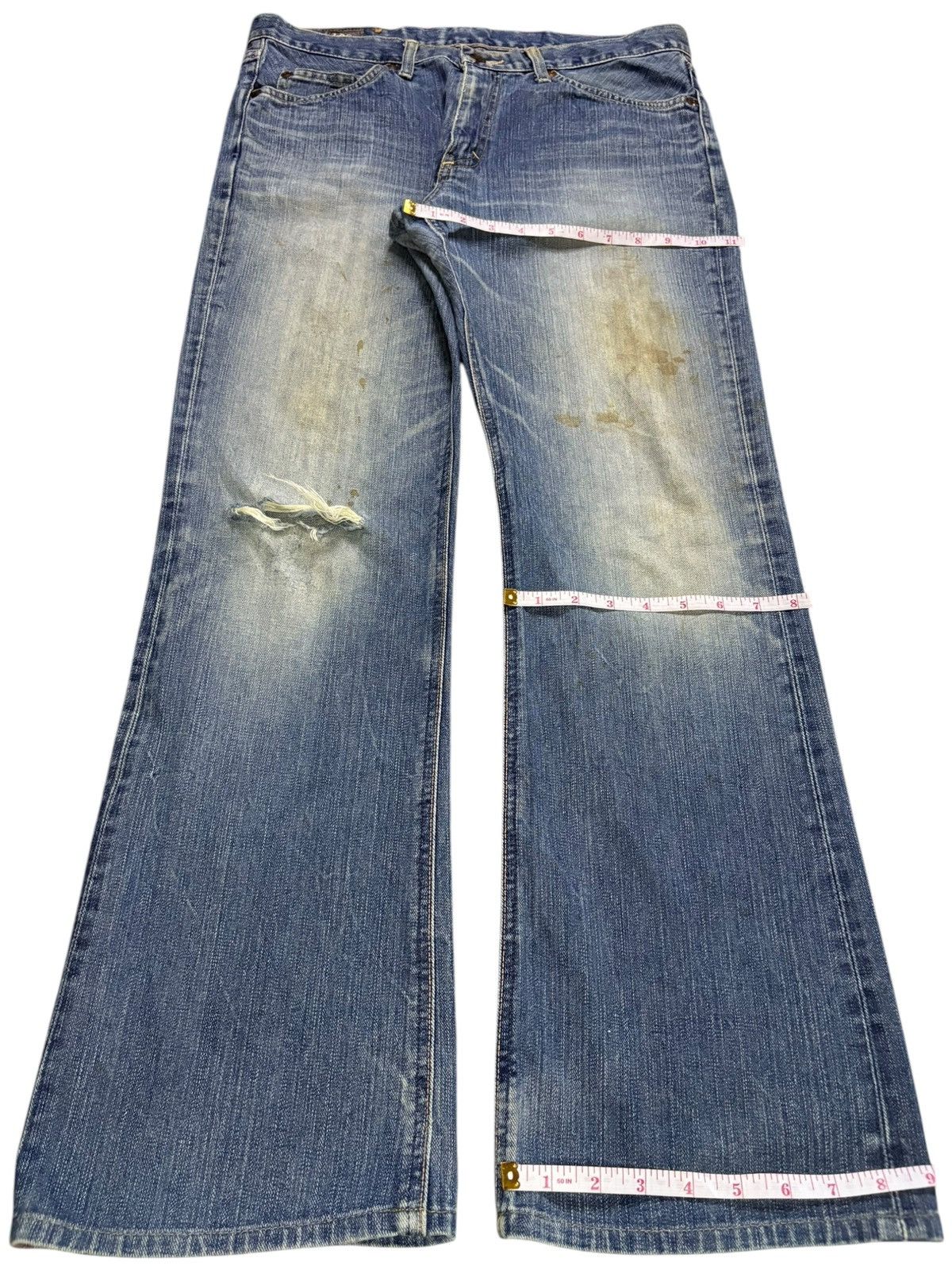 Lee Vintage Lee Rusty Mud Wash Distressed Bootcut Flare Jeans Size US 32 / EU 48 - 14 Thumbnail