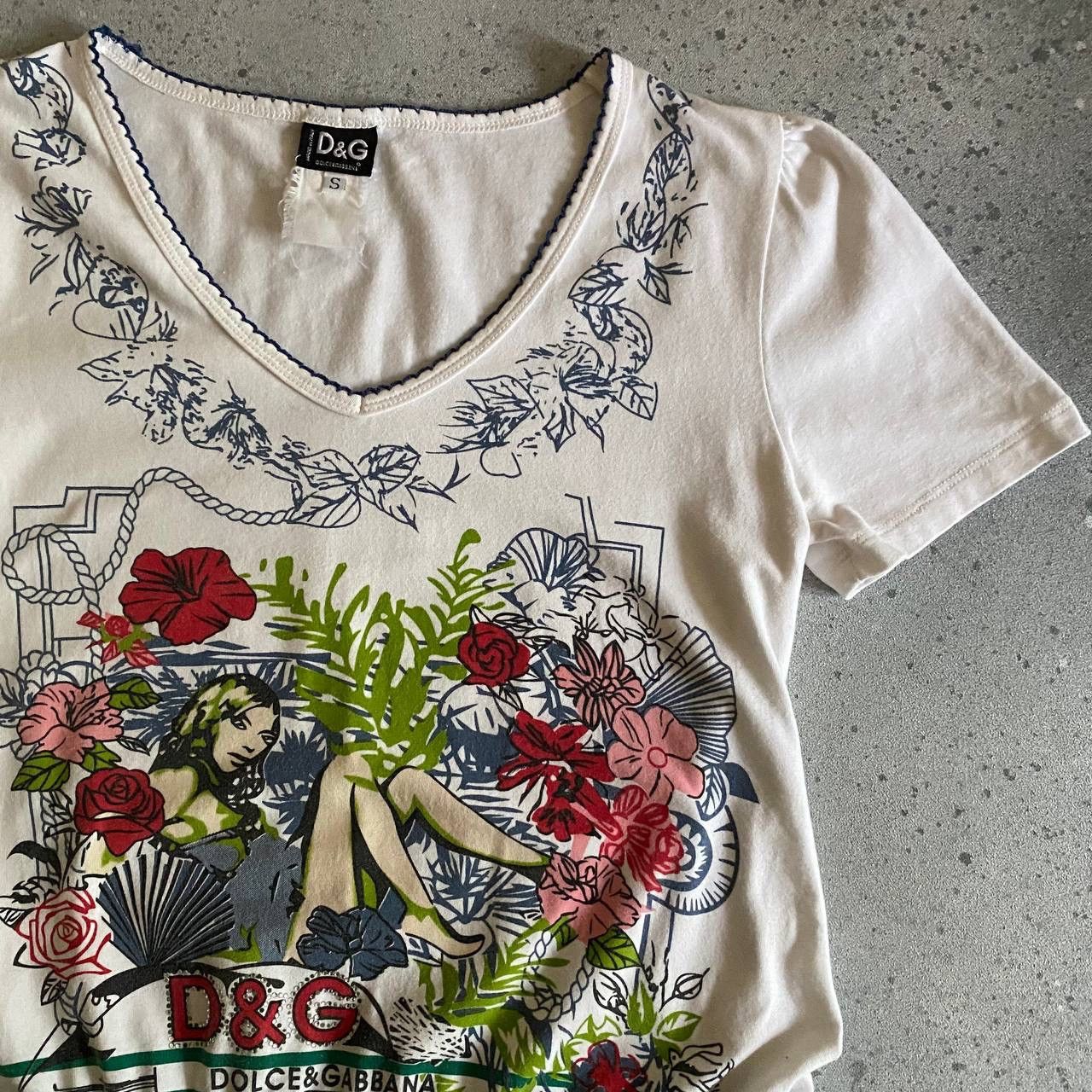 Dolce & Gabbana × Vintage D&G Dolce & Gabbana Vintage Floral Lady Archive T-Shirt Size S / US 4 / IT 40 - 5 Thumbnail