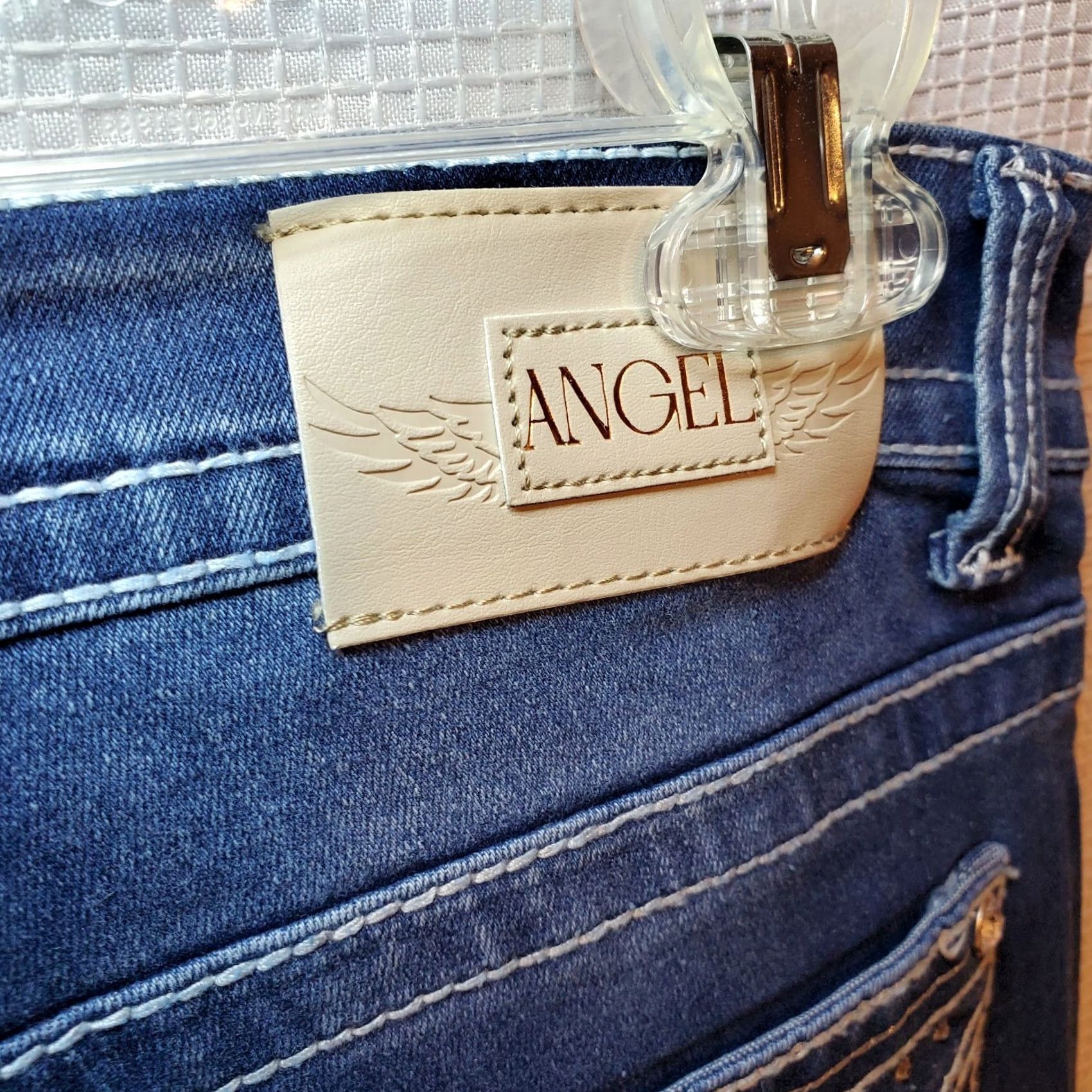 Vintage Vintage Y2K Angel Jeans Flare Dark Wash Bling Pockets Hippie Street 90s Size 28" / US 6 / IT 42 - 4 Thumbnail