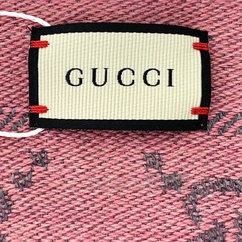 Gucci Gucci Pink logo jacquard full print wool tassel scarf Size ONE SIZE - 8 Thumbnail