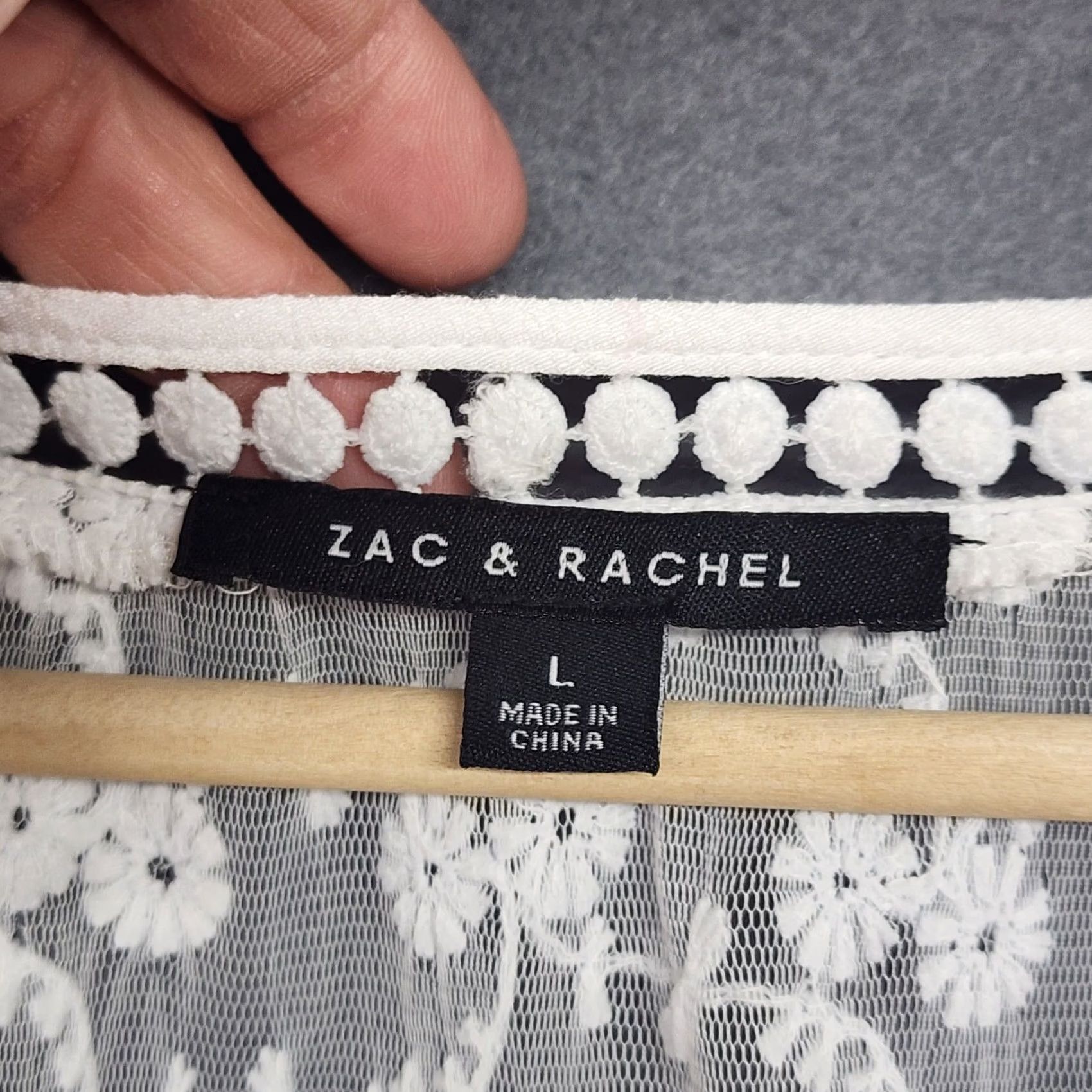 Vintage Zac & Rachel Blouse Womens Large Boho White Cream Crochet Trim Peasant Top 3/4 Sleeve L Size L / US 10 / IT 46 - 3 Thumbnail