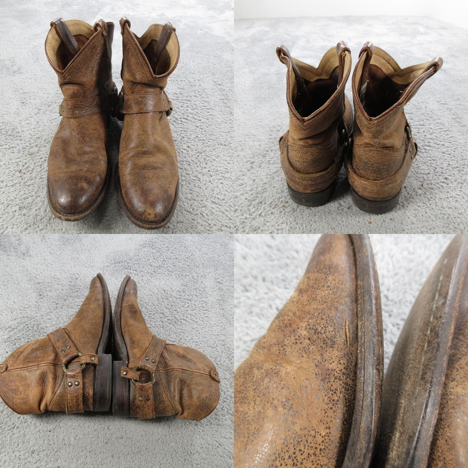 Frye Frye Boots Womens 7.5 Brown Leather Harness Ankle Biker Western Booties Size US 8 / IT 38 - 9 Thumbnail