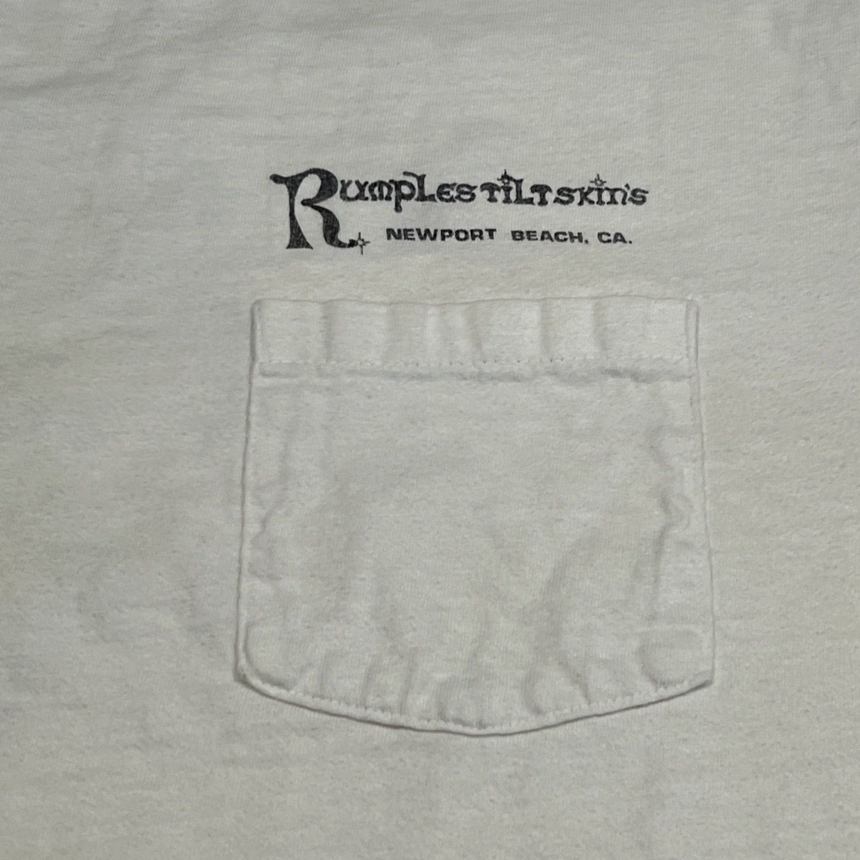 VINTAGE RumplesTiltskin’s Newport Beach Single Stitch Shirt XL Unisex White Graphic Tee 1980s Mens Womens Adults Grunge Hanes