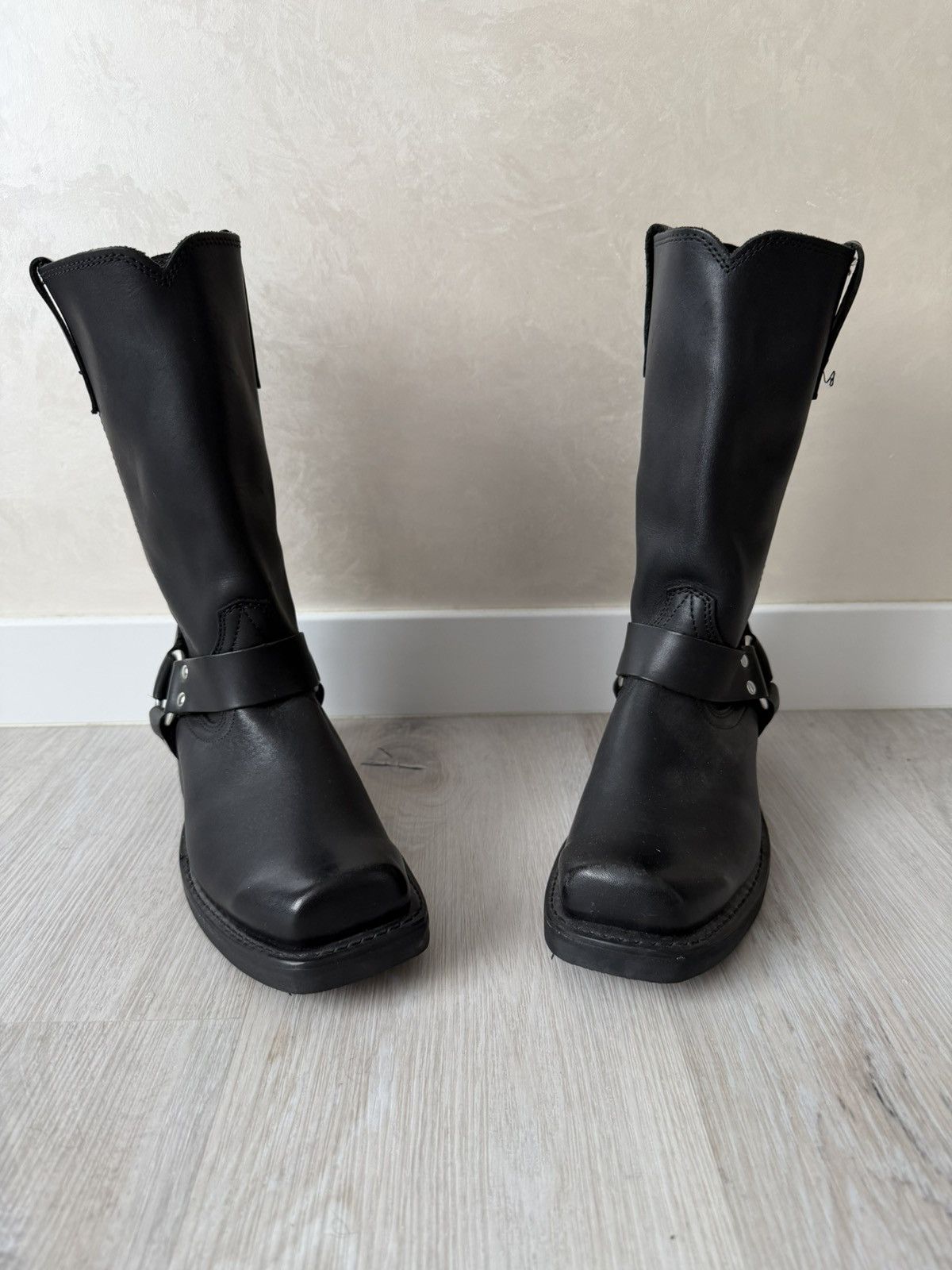 If Six Was Nine Vintage Italian AS 98 Rick Owens Style Leather Biker Boots Size US 8 / EU 41 - 2 Thumbnail