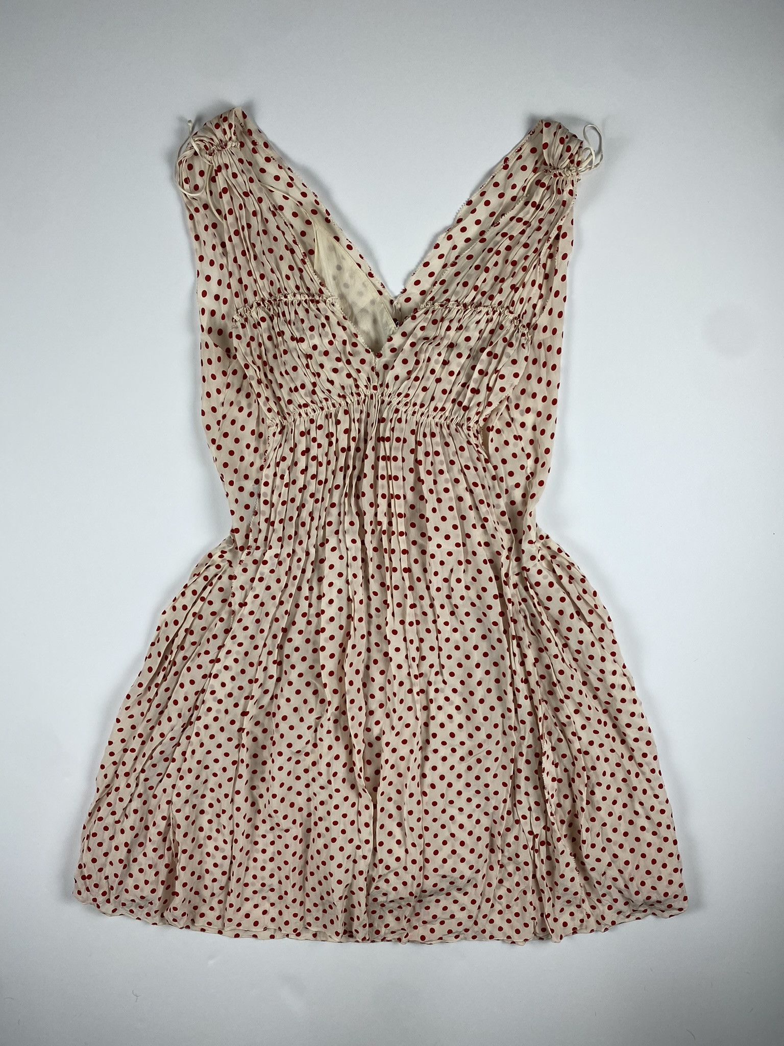 image of Prada Red Polka Dotted Slip Dress in Red/Cream, Women's (Size Small)