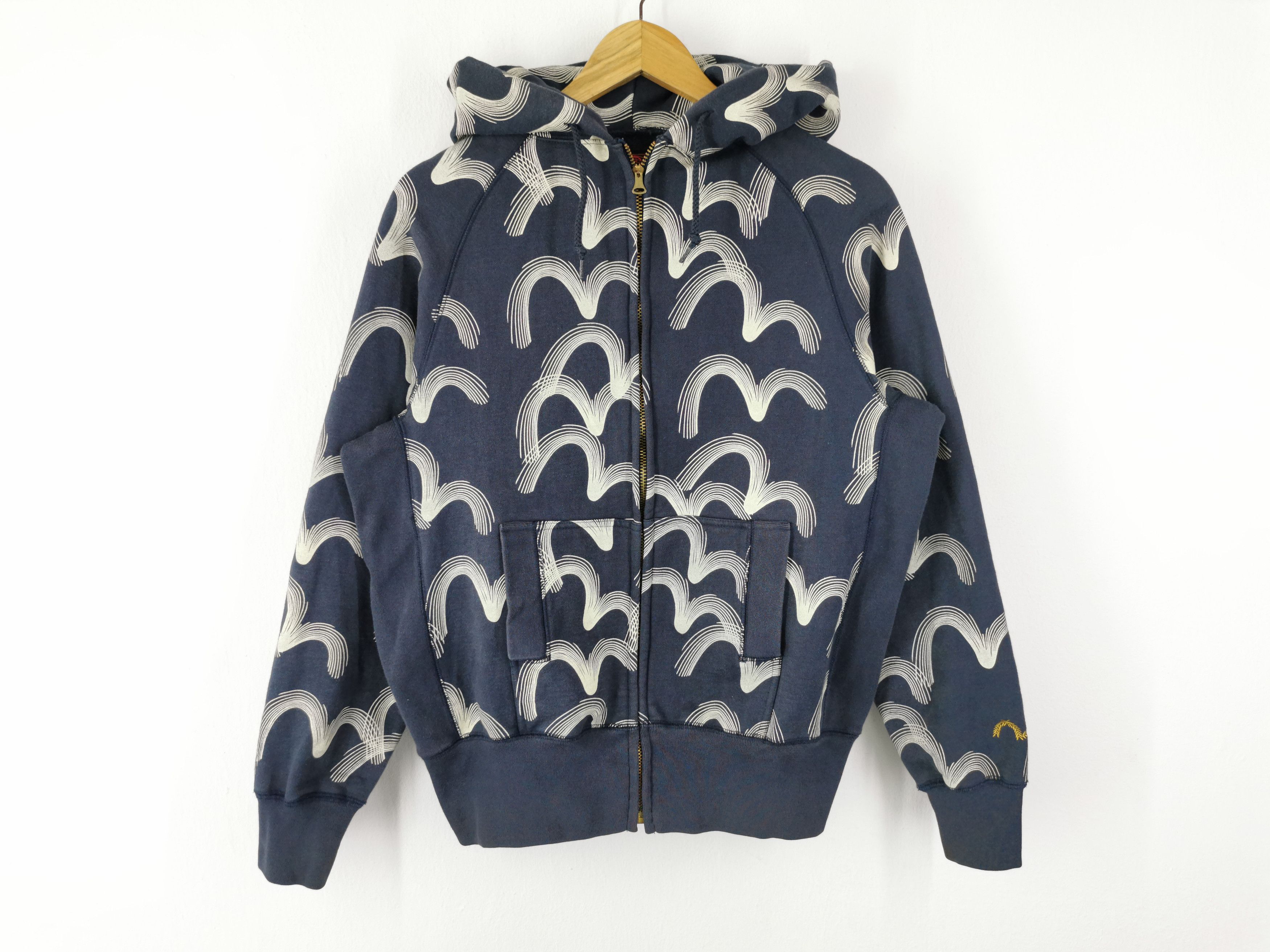 Vintage Evisu Full Print Zipper Hoodie Size M/L