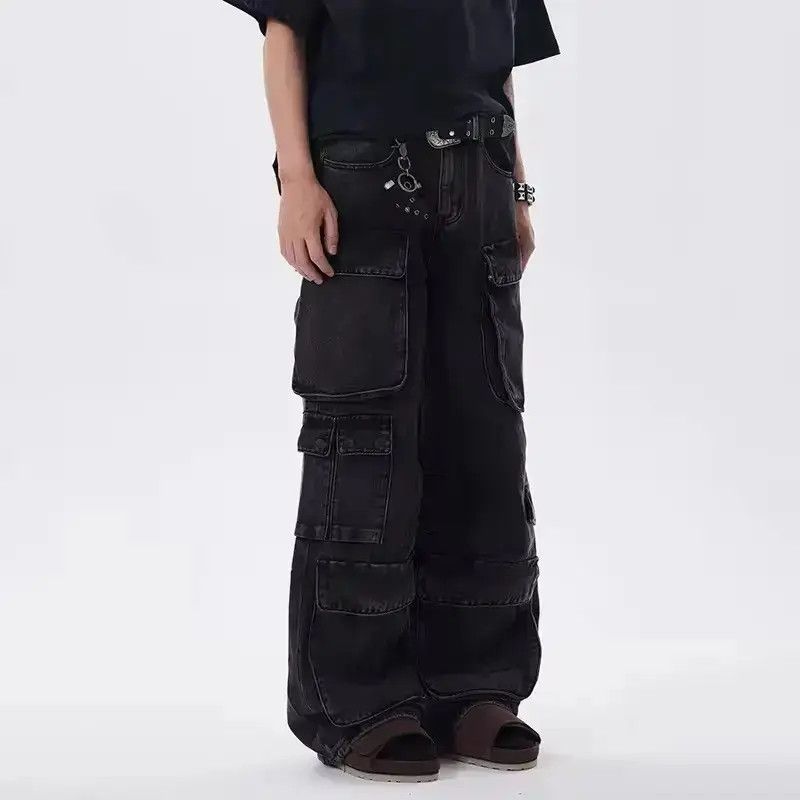 Japanese Brand Heavy vintage wash multi-pocket baggy design jeans Size US 34 / EU 50 - 3 Thumbnail