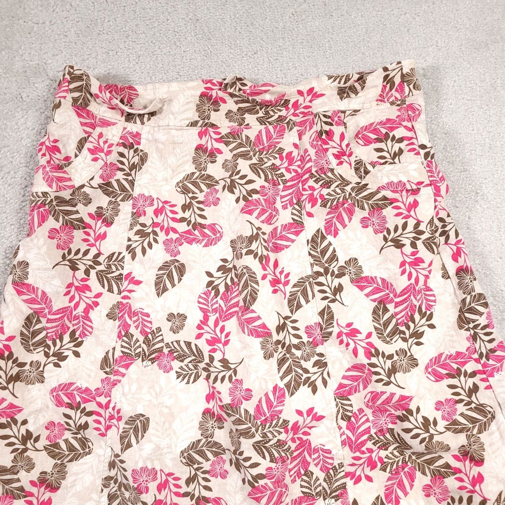 Vintage Christopher & Banks Skirt Women's 10 Floral Linen Blend Zip Lined Below The Knee Amazing Core Rules Size 32" / US 10 / IT 46 - 3 Thumbnail