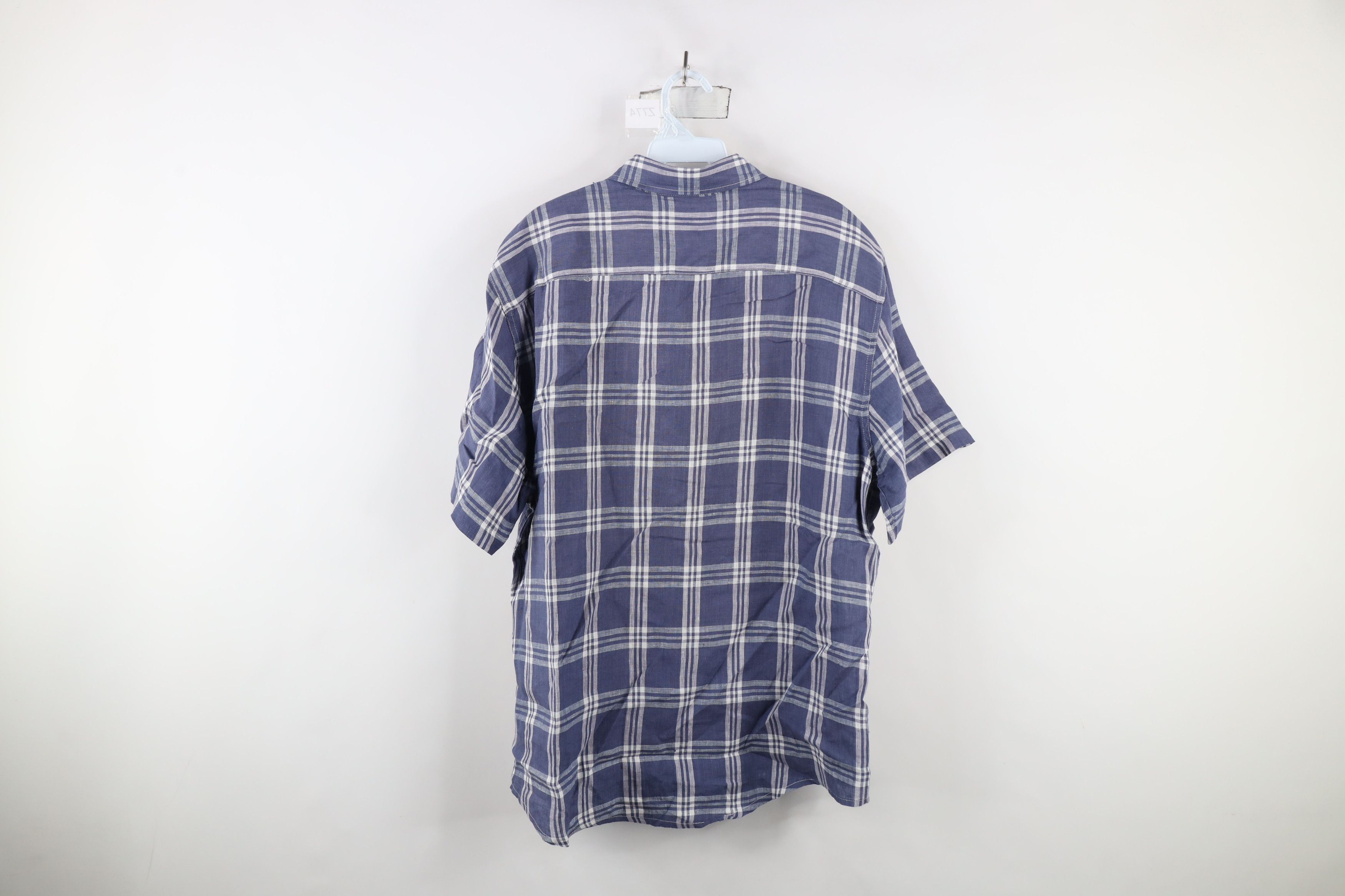 Vintage Faherty Brand Linen Short Sleeve Collared Button Shirt Plaid Size US XL / EU 56 / 4 - 8 Thumbnail