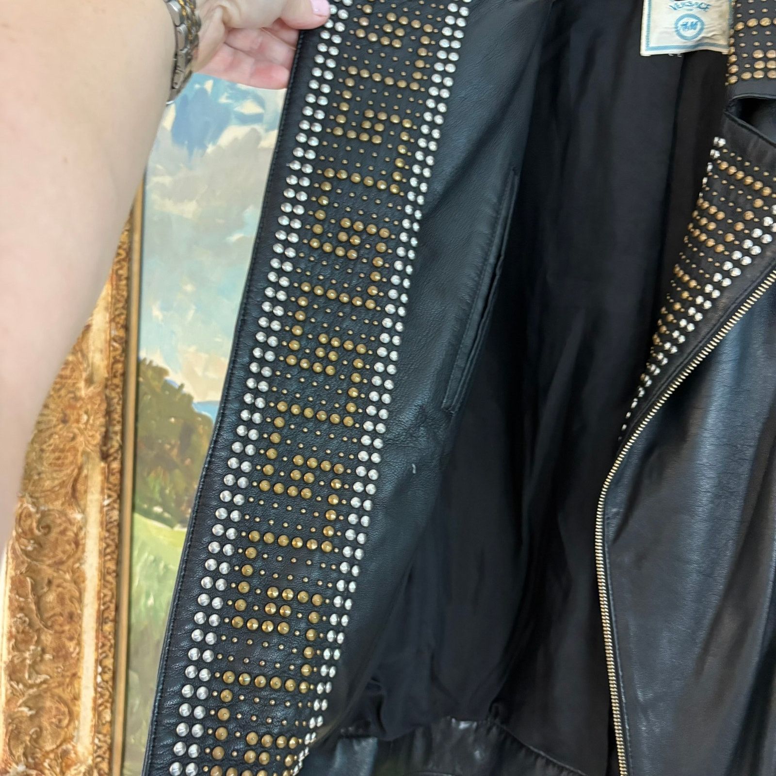 Versace Versace H&M Black Studded Biker Moto Jacket Women’s Medium Size M / US 6-8 / IT 42-44 - 6 Thumbnail