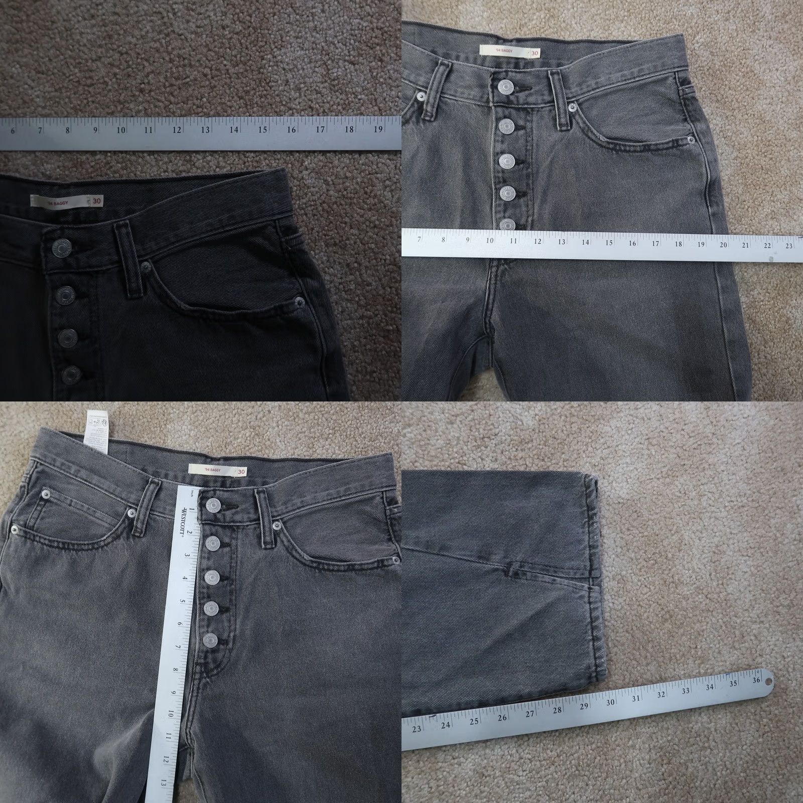 Levi's VINTAGE Levi's 94 Jeans Women Baggy High Rise Button Fly Gray Denim 30 Inseam 30 5-Pocket Womens Jeans 90s Classic American Size 30" / US 8 / IT 44 - 9 Thumbnail