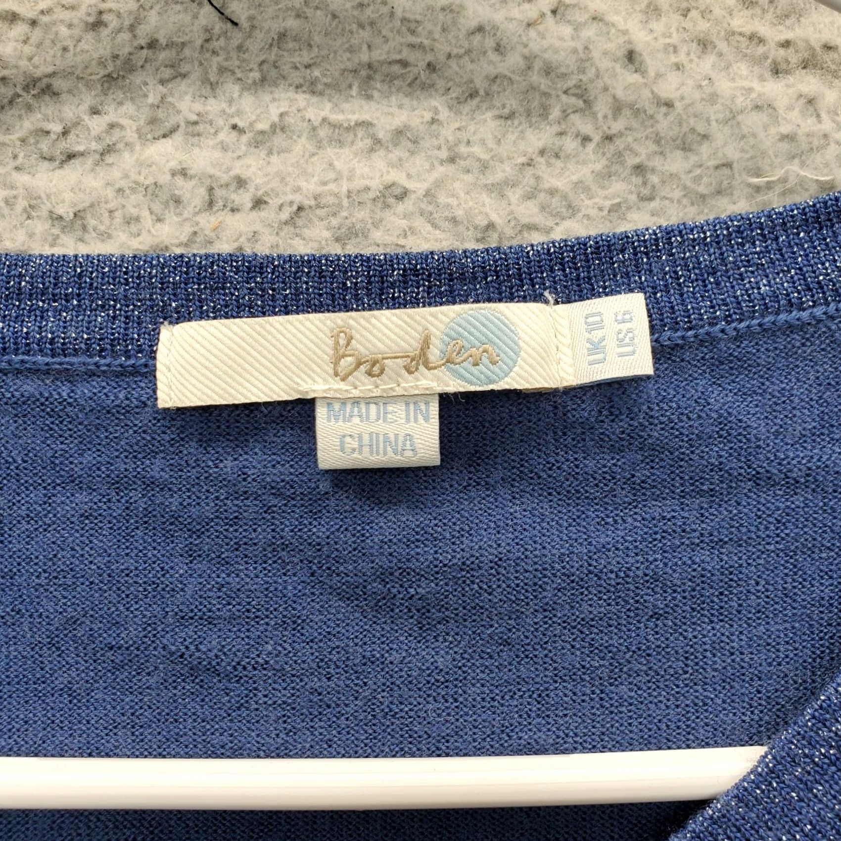 Boden Boden Cardigan Sweater Women's Size 6 Blue Sequin Ribbed Hem & Cuff Front Button Front Size M / US 6-8 / IT 42-44 - 3 Thumbnail