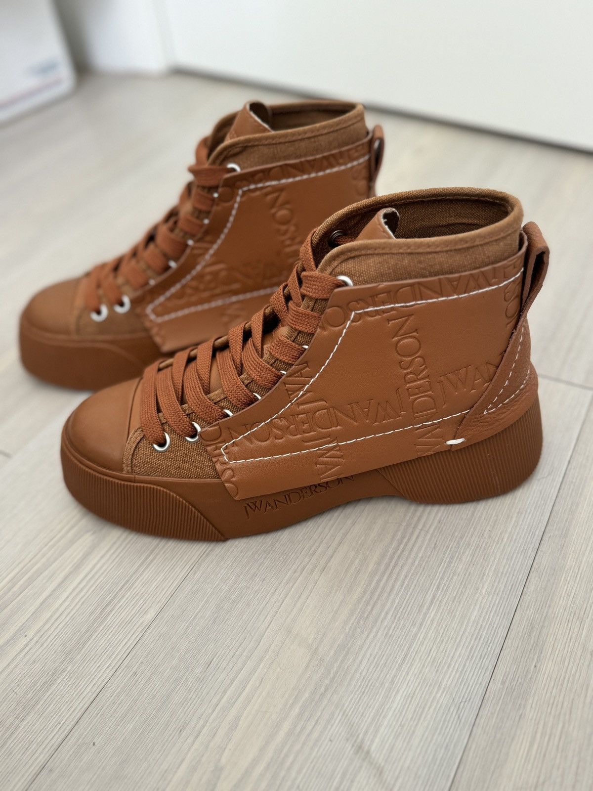 JW Anderson J.W.Anderson Layered Logo Debossed High Top Sneaker Size US 7 / IT 37 - 3 Thumbnail