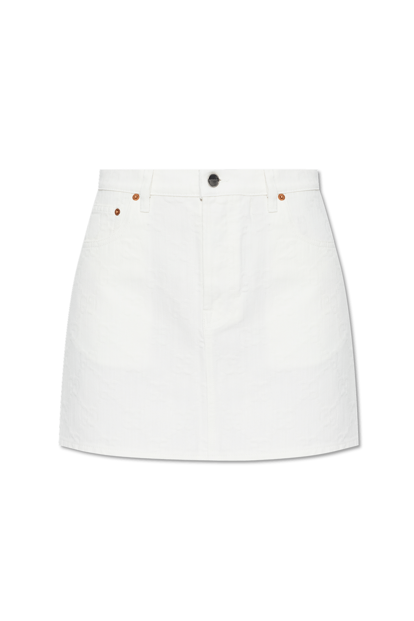 Gucci o1la5ras0526 GG Jacquard Denim Mini Skirt in White Size 28" / US 6 / IT 42 - 1 Thumbnail