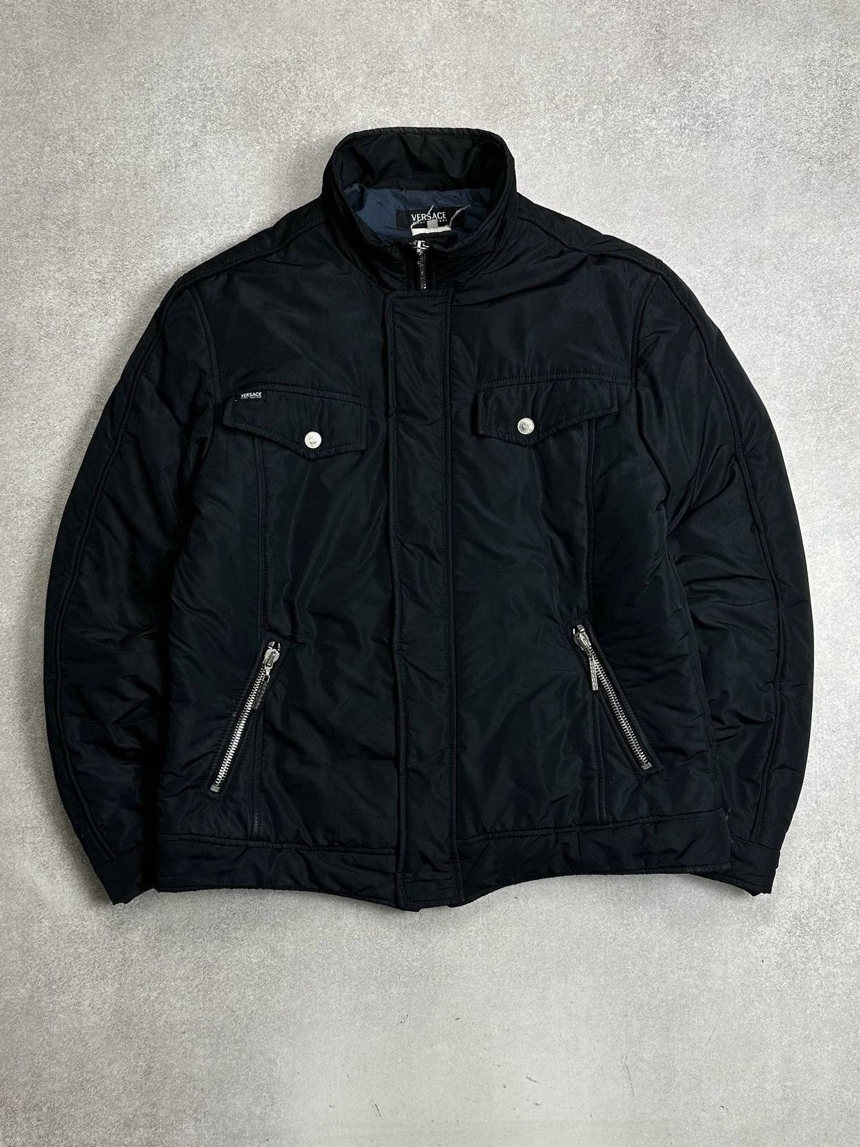 Versace Vintage 90s Versace Black Down Puffer Jacket XL Size US XL / EU 56 / 4 - 1 Thumbnail