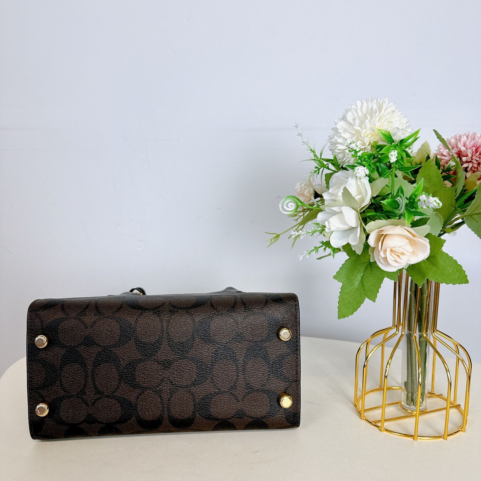 Coach Coach CP083 Andrea Carryall Bag In Signature Canvas IN Brown Size ONE SIZE - 6 Thumbnail