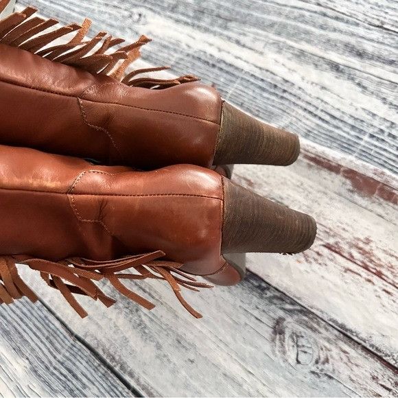 Vintage Vintage Nicole Genuine Leather Fringe Tall Heeled Boots Size US 8 / IT 38 - 6 Thumbnail