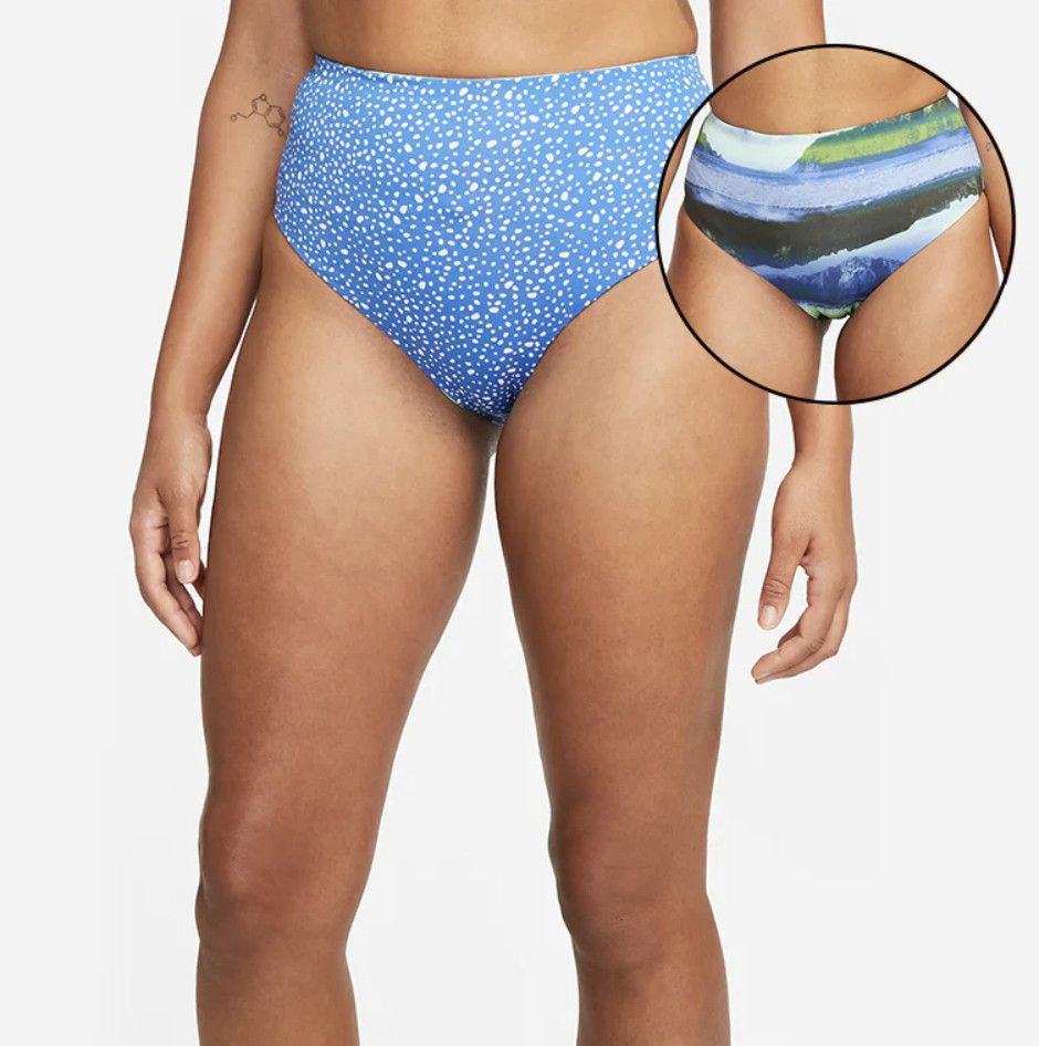 Nike Nike Reversible High Waist Bikini Bottom Pacific Blue ( L ) Size 24" / US 00 / IT 34 - 1 Thumbnail