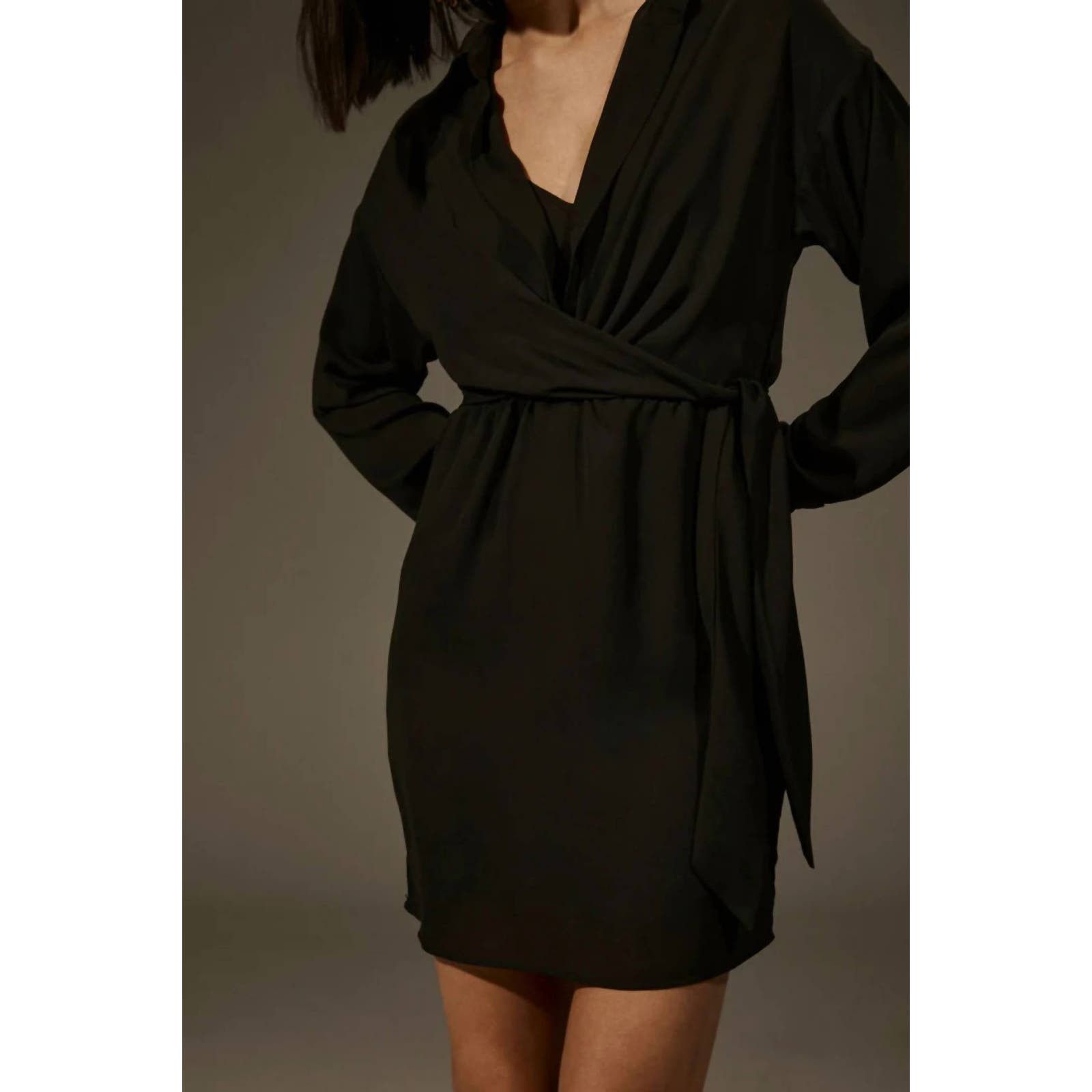 Krisa KRISA Wrap Shirt Dress In Black | Grailed