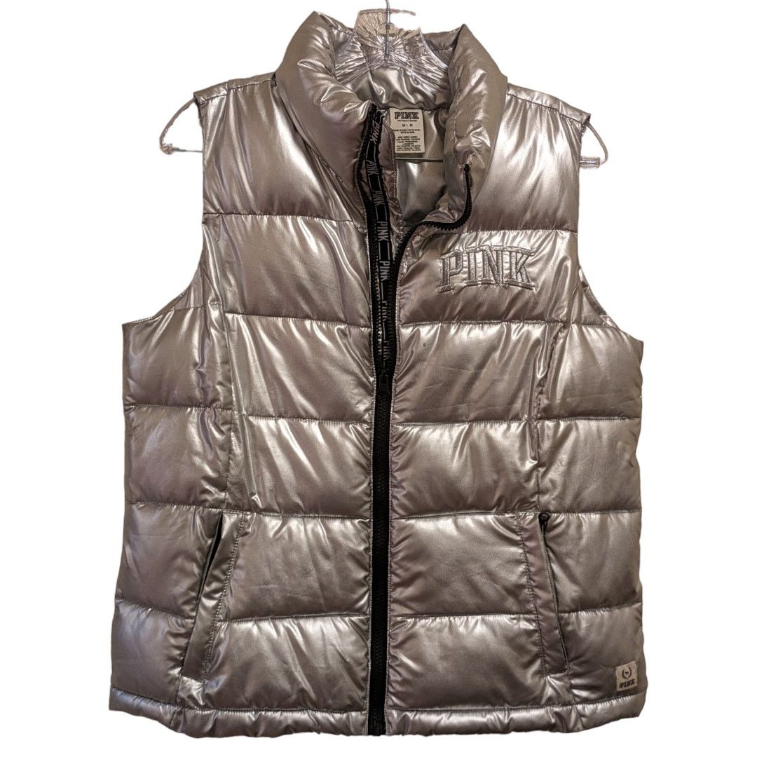 Pink PINK Victoria's Secret Zip Up Puffer Vest Silver Metallic M Size M / US 6-8 / IT 42-44 - 4 Thumbnail