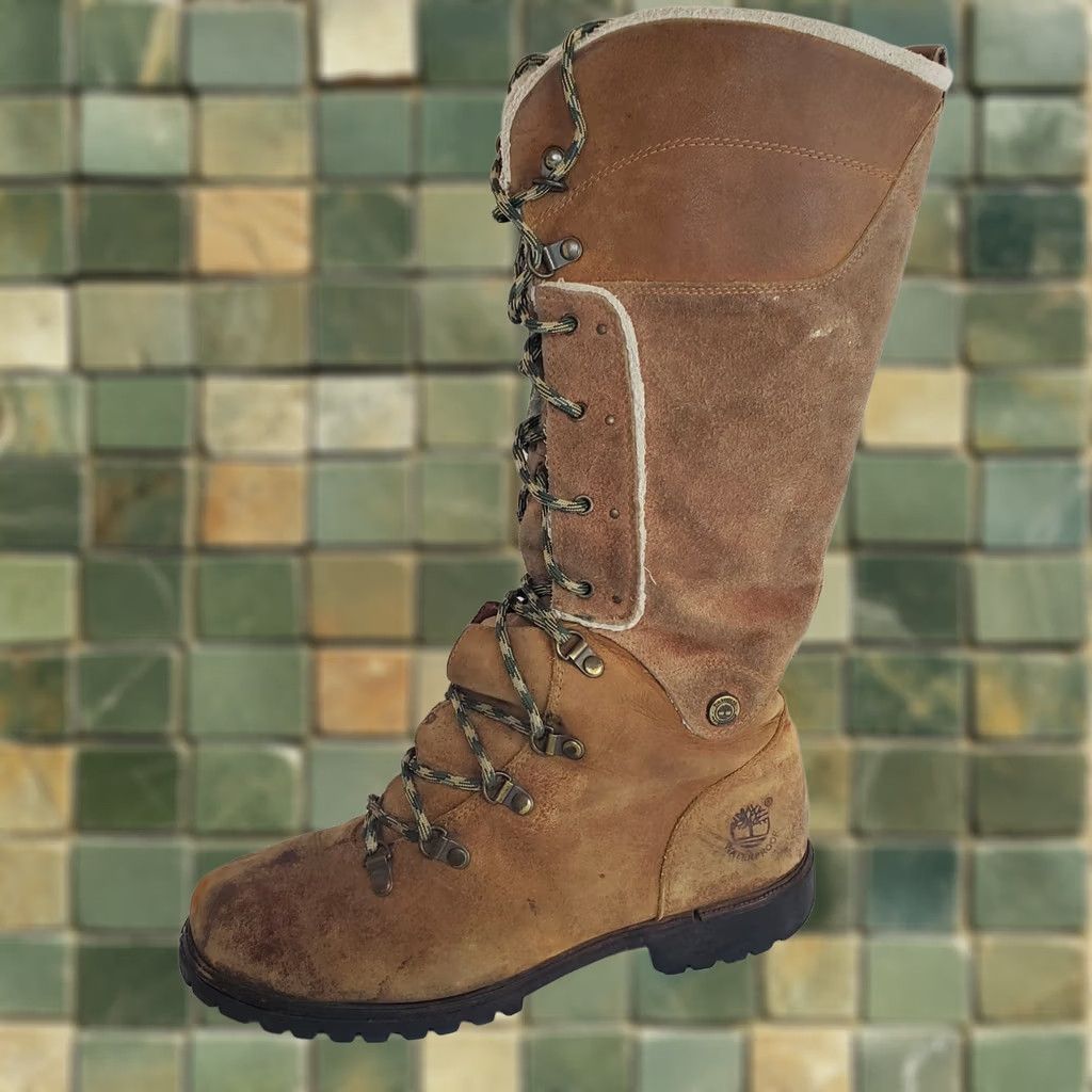 Timberland VINTAGE Timberland Earthkeepers Knee High Lineman Boot Womens 9 Brown Nubuck Suede Lace Up Fur Trim Waterproof Winter Size US 9 / IT 39 - 1 Thumbnail