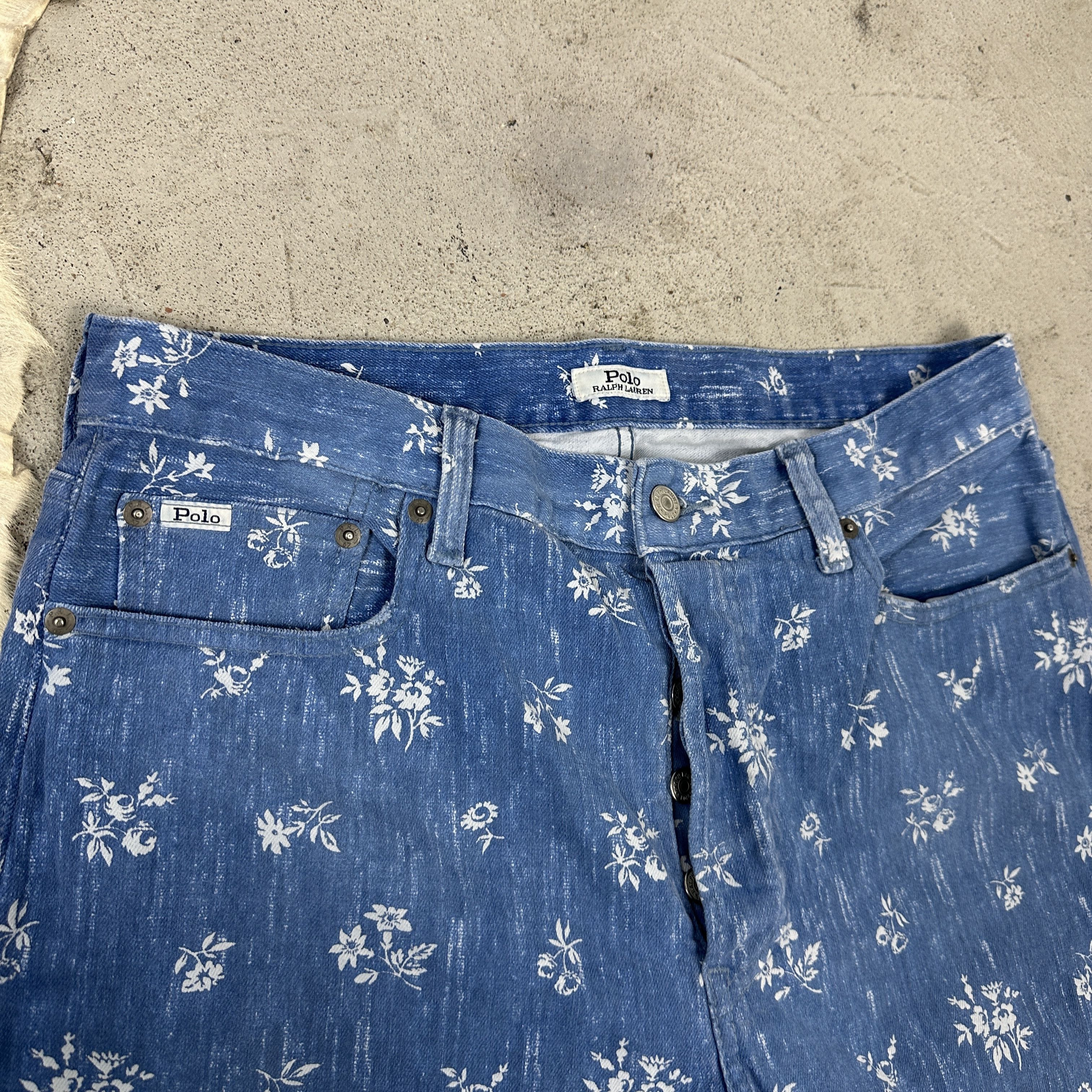 Polo Ralph Lauren × Vintage Vintage Denim Y2K Polo Ralph Lauren Flower Printed Jeans Size 32" / US 10 / IT 46 - 2 Thumbnail