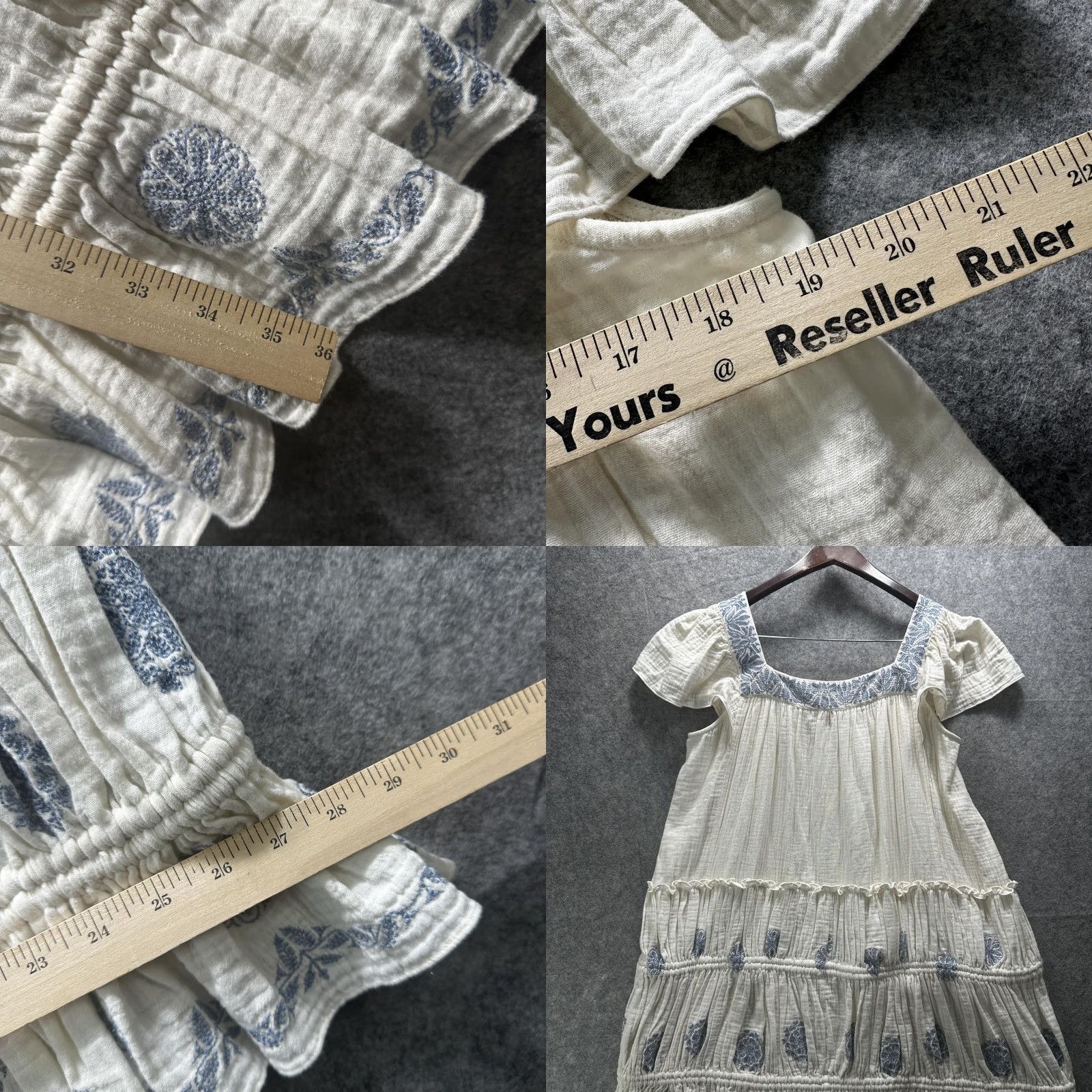 MISA Los Angeles Misa Los Angeles Dress Womens L White Embroidered Floral Boho Tiered Cotton Size L / US 10 / IT 46 - 9 Thumbnail