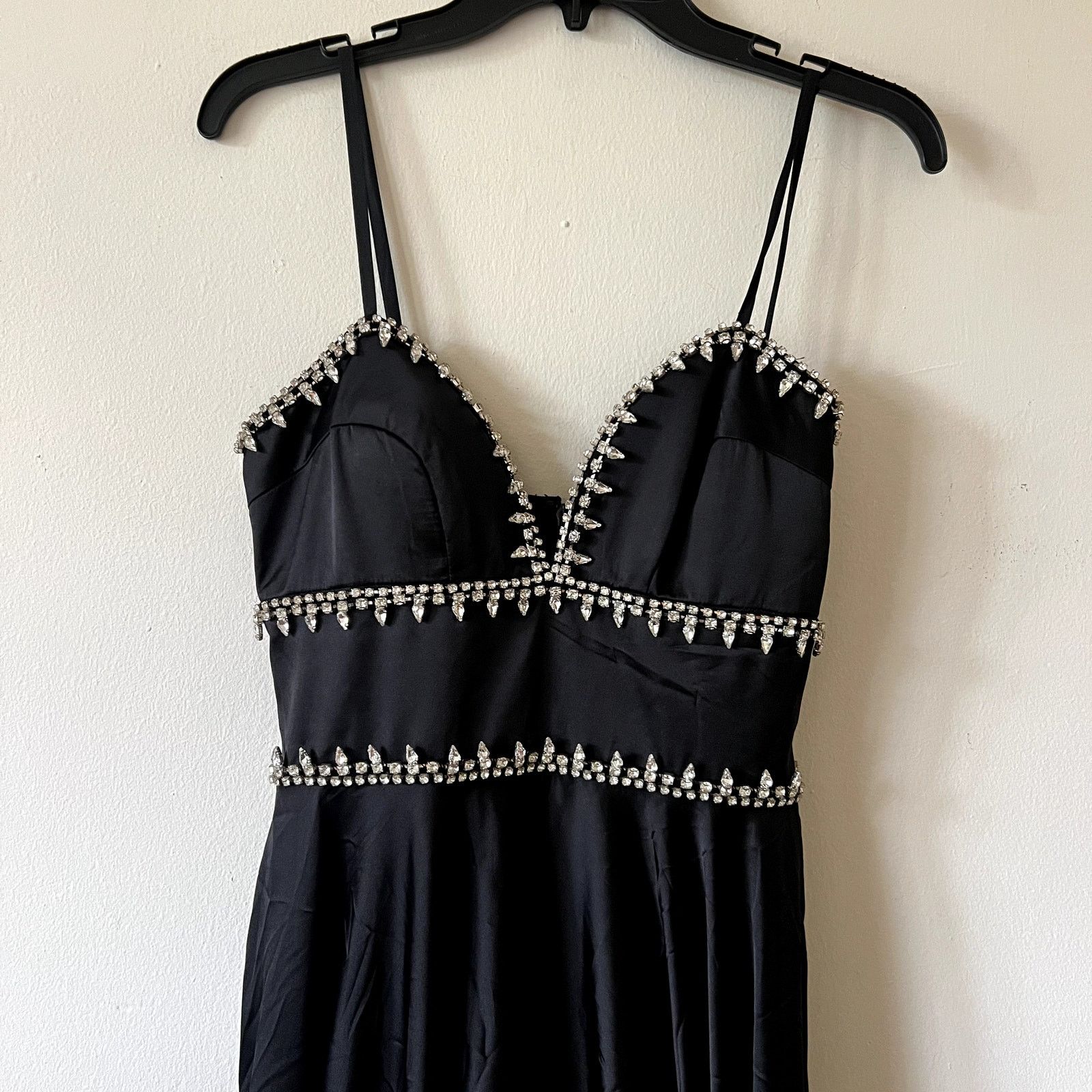 MACH & MACH Mac Duggal midi satin dress size 2 black silver BB Size XS / US 0-2 / IT 36-38 - 3 Thumbnail