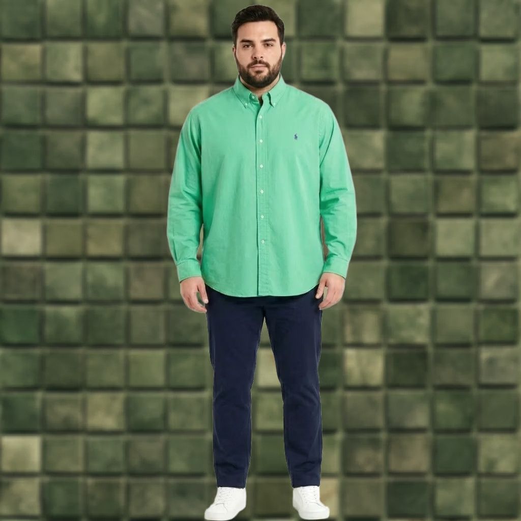 Polo Ralph Lauren Polo Ralph Lauren Shirt Big 3X Bk Green Oxford Button-Down Long Sleeve Cotton Mens Size US XXL / EU 58 / 5 - 1 Thumbnail
