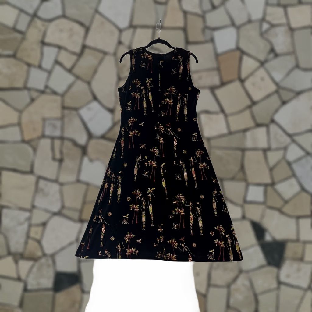 Coldwater Creek Coldwater Creek A-Line Dress M Womens Sleeveless African Print Cotton Spandex Black Midi Casual Vintage-Inspired 401A Seasons Spring Summer Fall Size M / US 6-8 / IT 42-44 - 1 Thumbnail