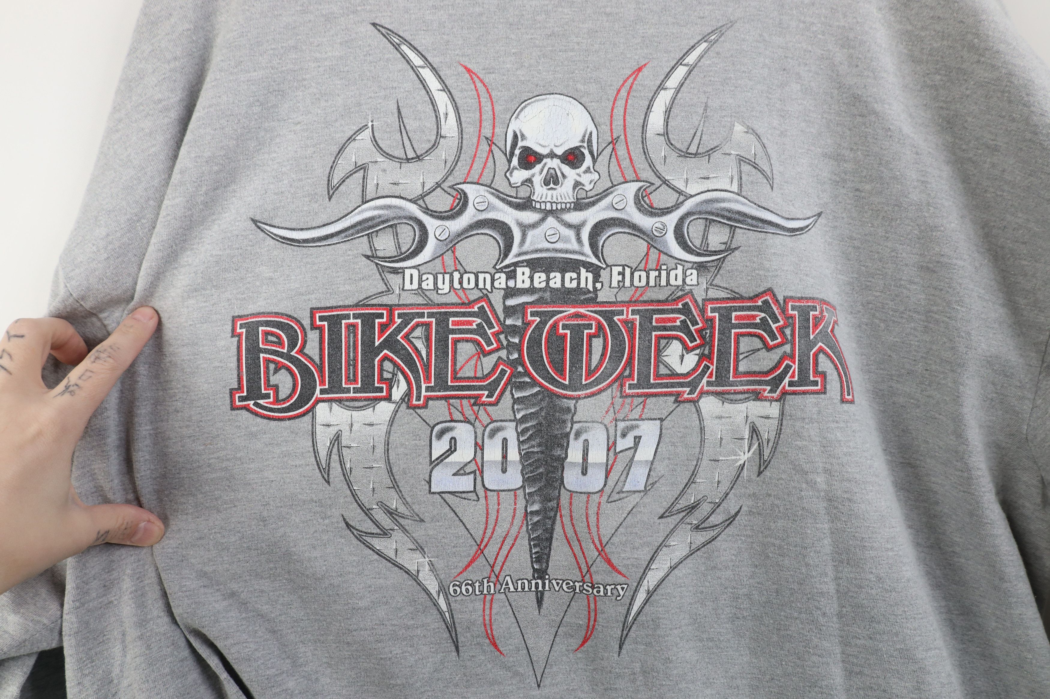 Vintage Vintage Y2K Bike Week Tribal Skull Sword Long Sleeve T-Shirt Size US XXL / EU 58 / 5 - 11 Thumbnail