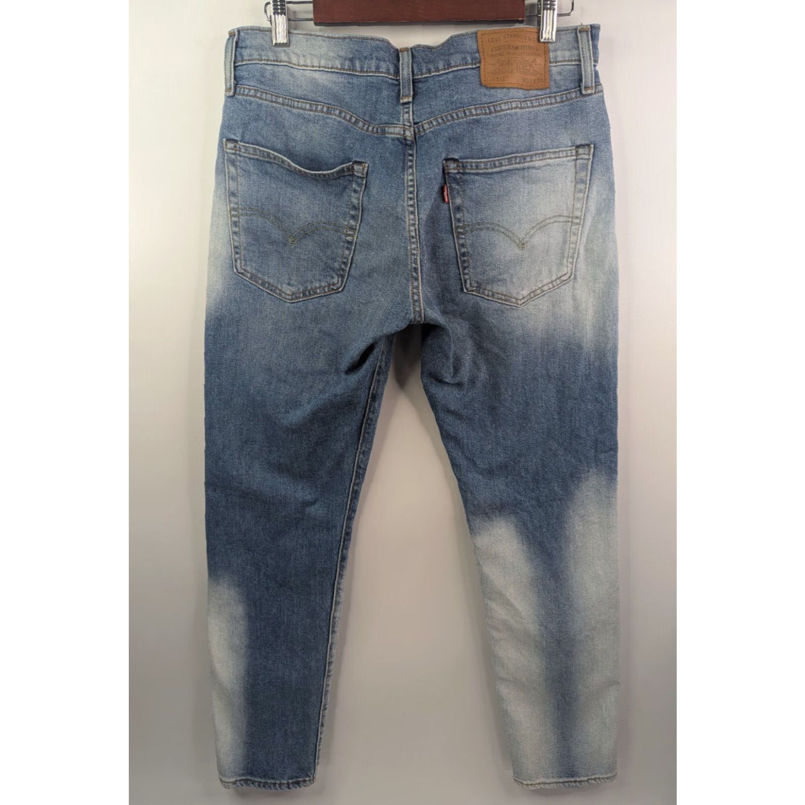 Levi's Levis 512 Jeans Mens 32x30 Blue Denim Premium Slim Straight Two Toned 90s Grunge USA City Leather? Size US 32 / EU 48 - 3 Thumbnail