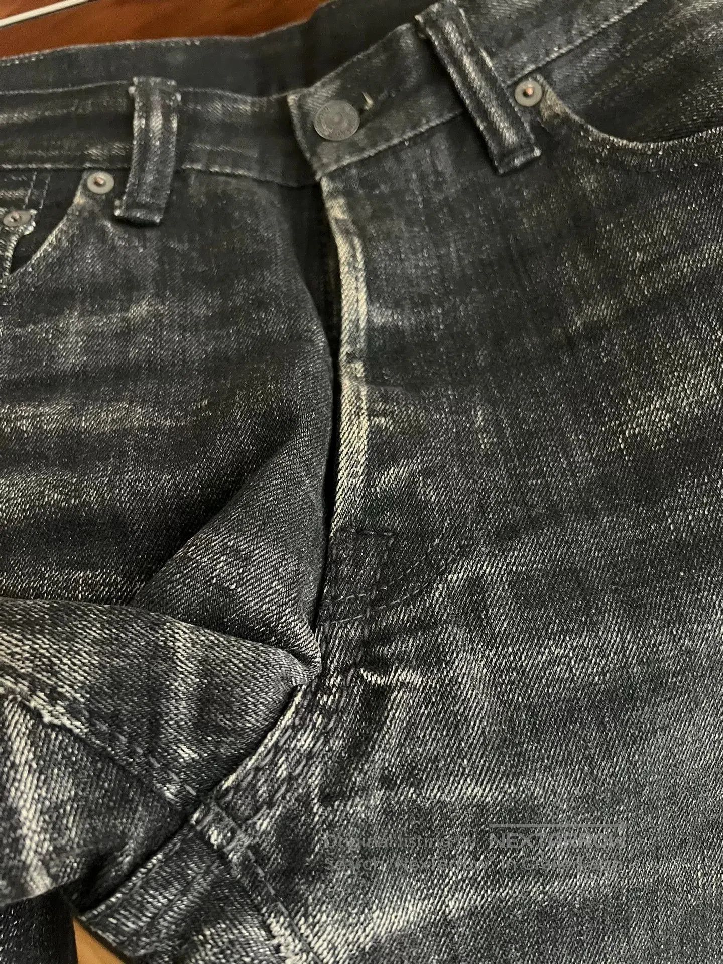 Pure Blue Japan classic black denim jeans with red selvedge. Size US 32 / EU 48 - 5 Thumbnail