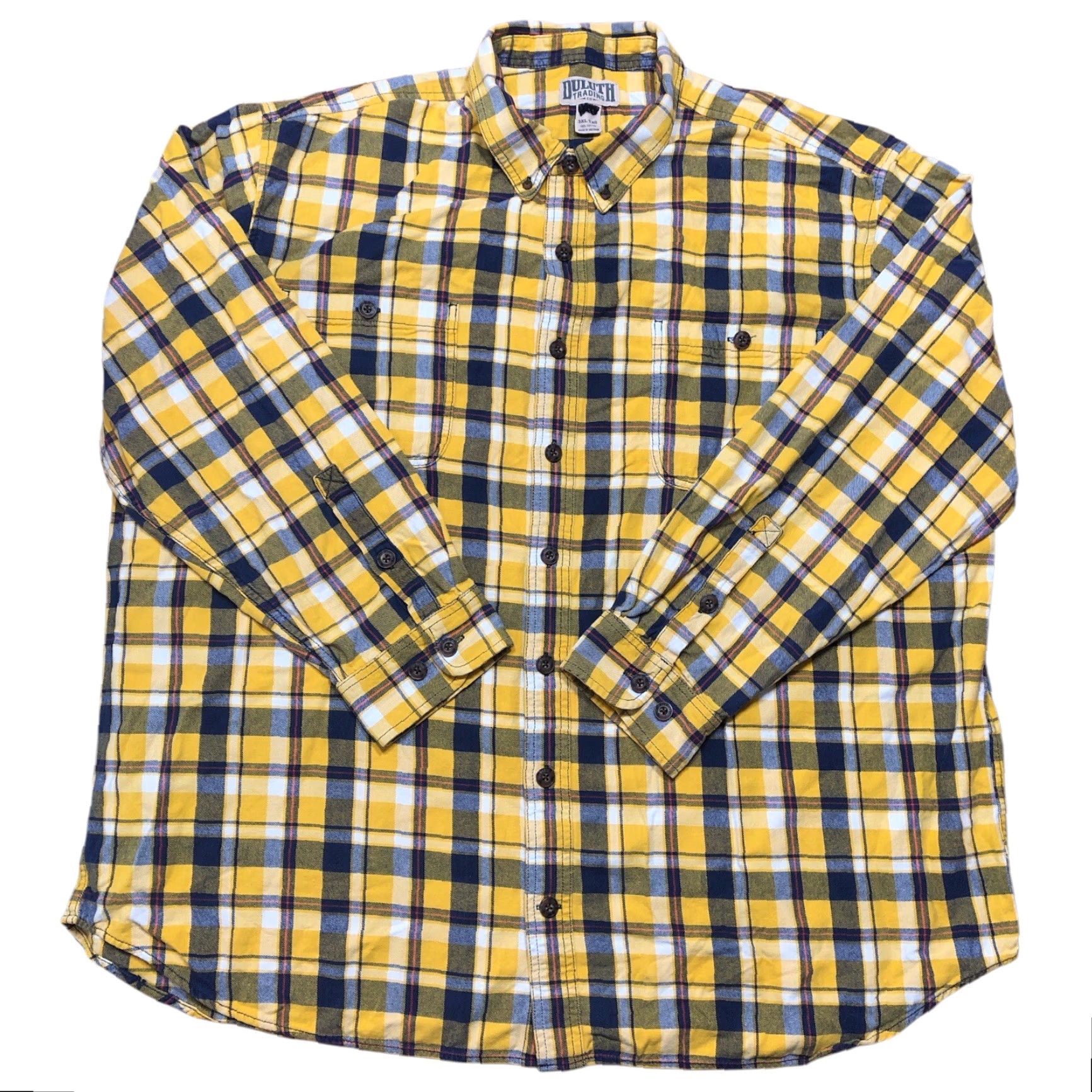 Vintage Duluth Flannel Shirt Mens 3XLT Yellow Blue Plaid Button-Up Chest 60in Workwear Outdoor Casual Size US XXL / EU 58 / 5 - 2 Thumbnail