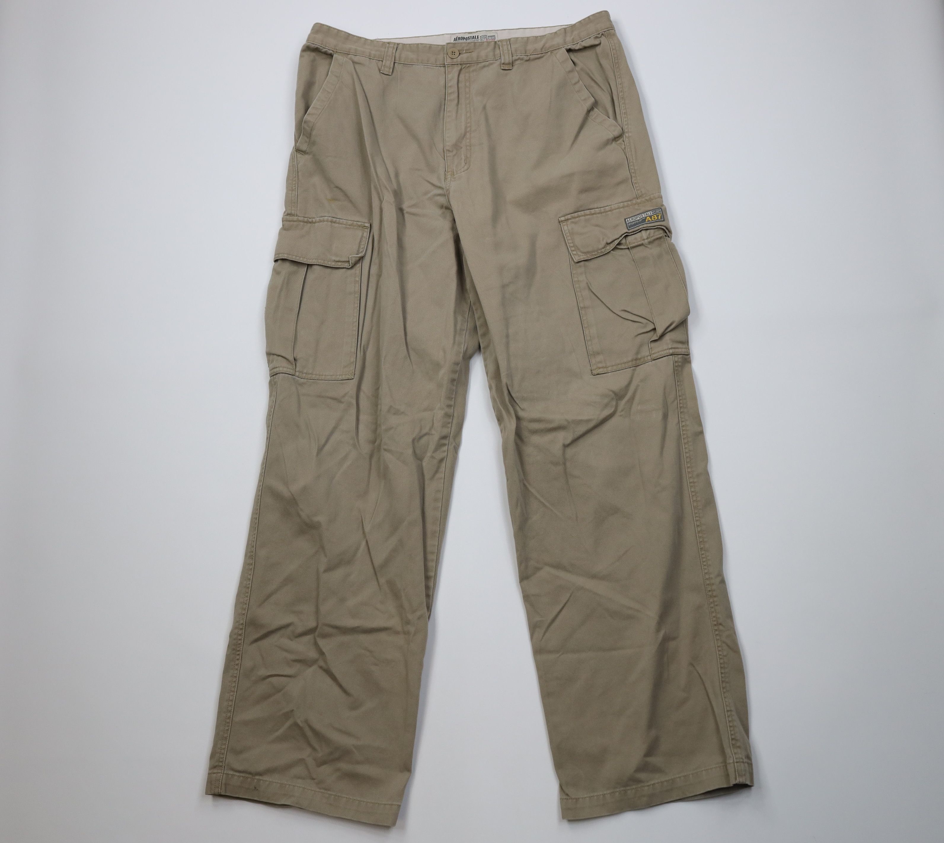 Aeropostale Vintage 90s Y2K Aeropostale Baggy Wide Leg Cargo Pants Beige Size US 36 / EU 52 - 1 Thumbnail